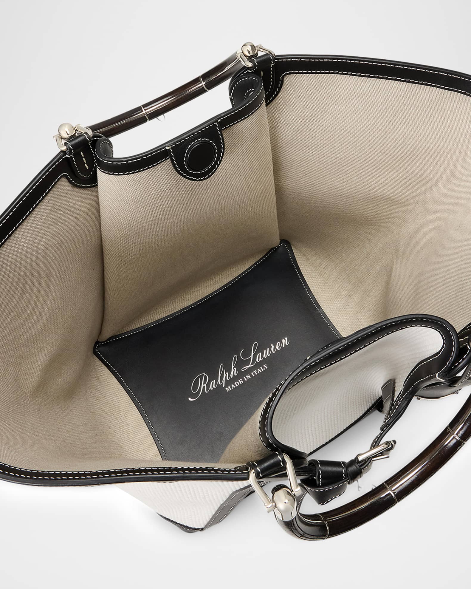 Ralph Lauren Collection Ralph Large Leather-Trim Woven Tote Bag