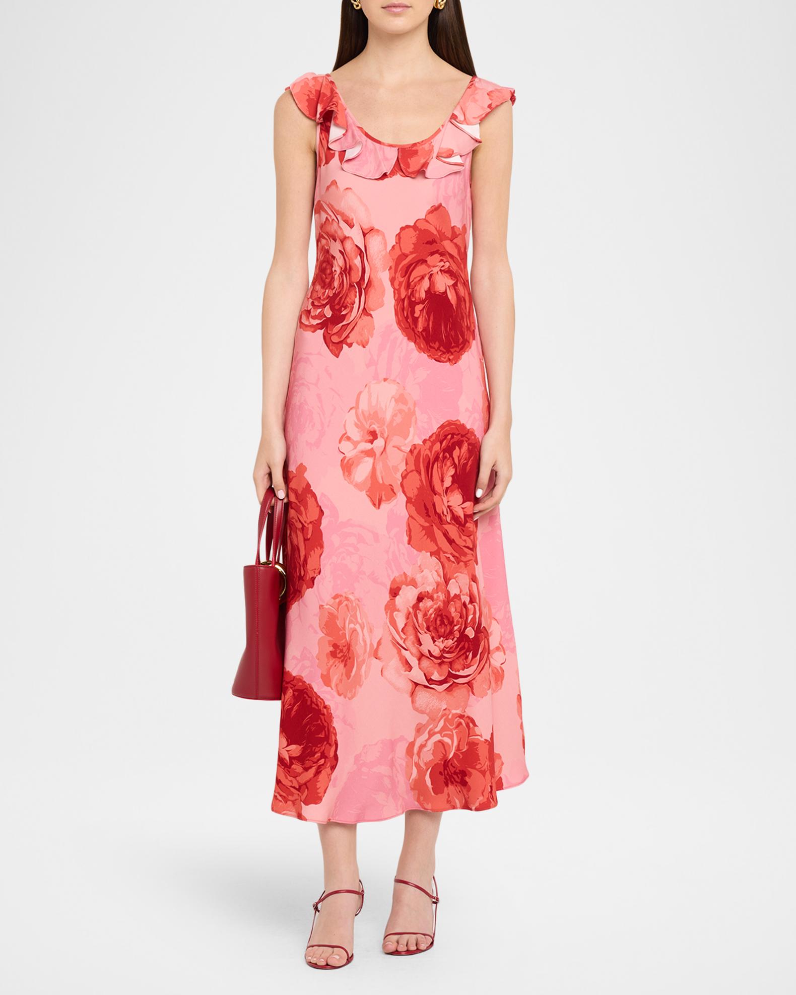 Milly Scarlett Sleeveless Floral-Print Midi Dress | Neiman Marcus