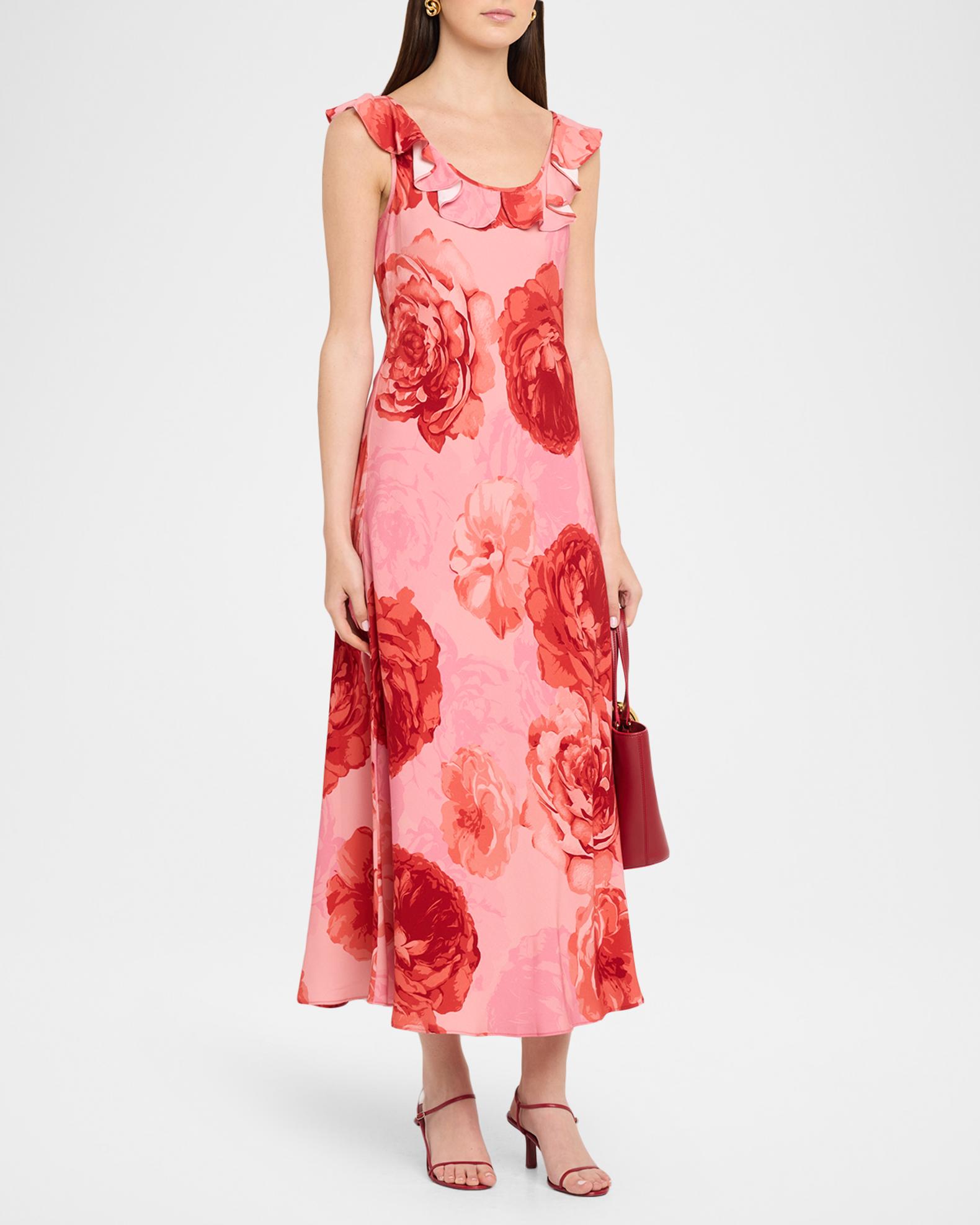 Milly Scarlett Sleeveless Floral-Print Midi Dress | Neiman Marcus