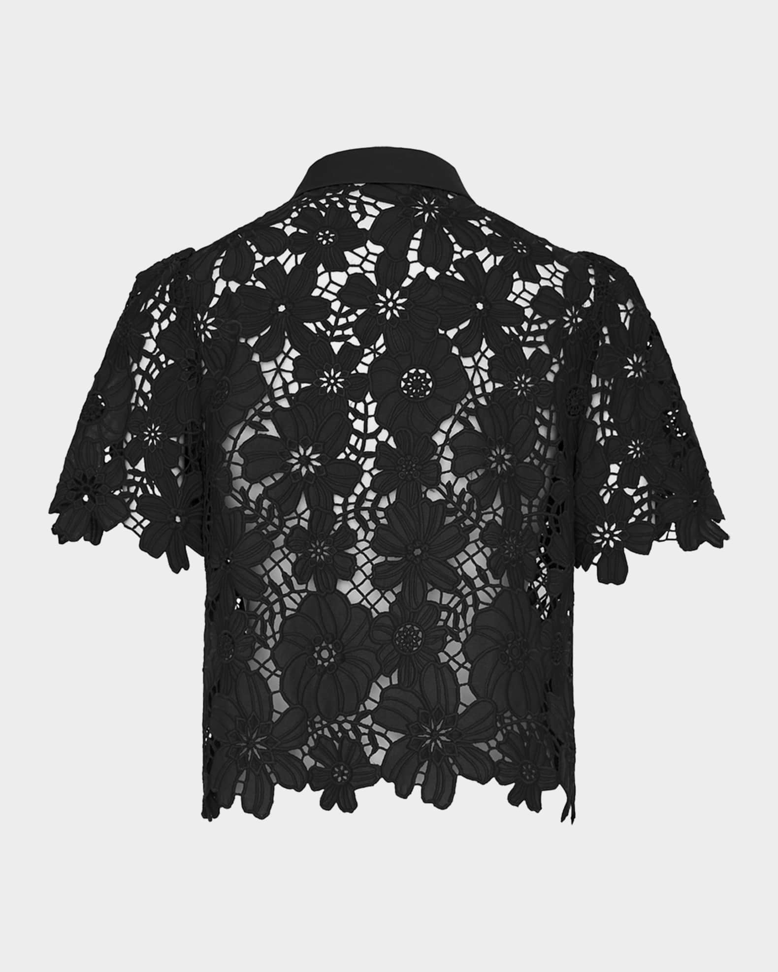 Milly Addison Roja Cropped Floral Lace Top | Neiman Marcus