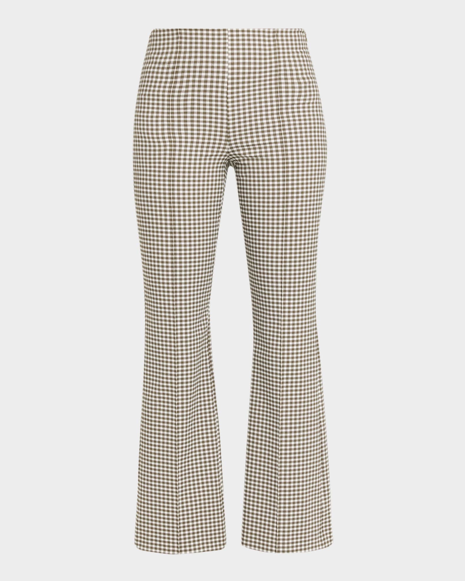 Vince Niki Gingham Mid-Rise Crop Flare Pants | Neiman Marcus