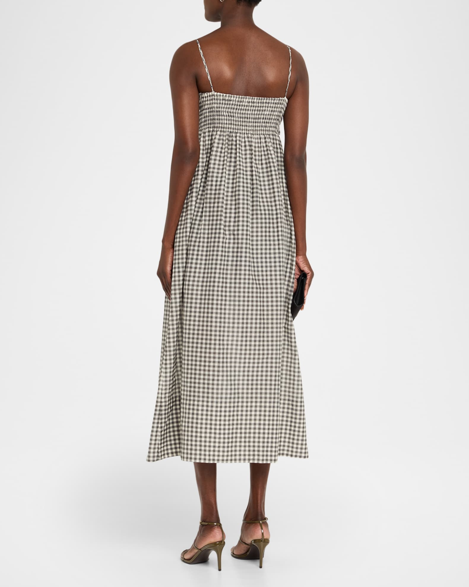 Vince Tie-Front Gingham Midi Dress | Neiman Marcus