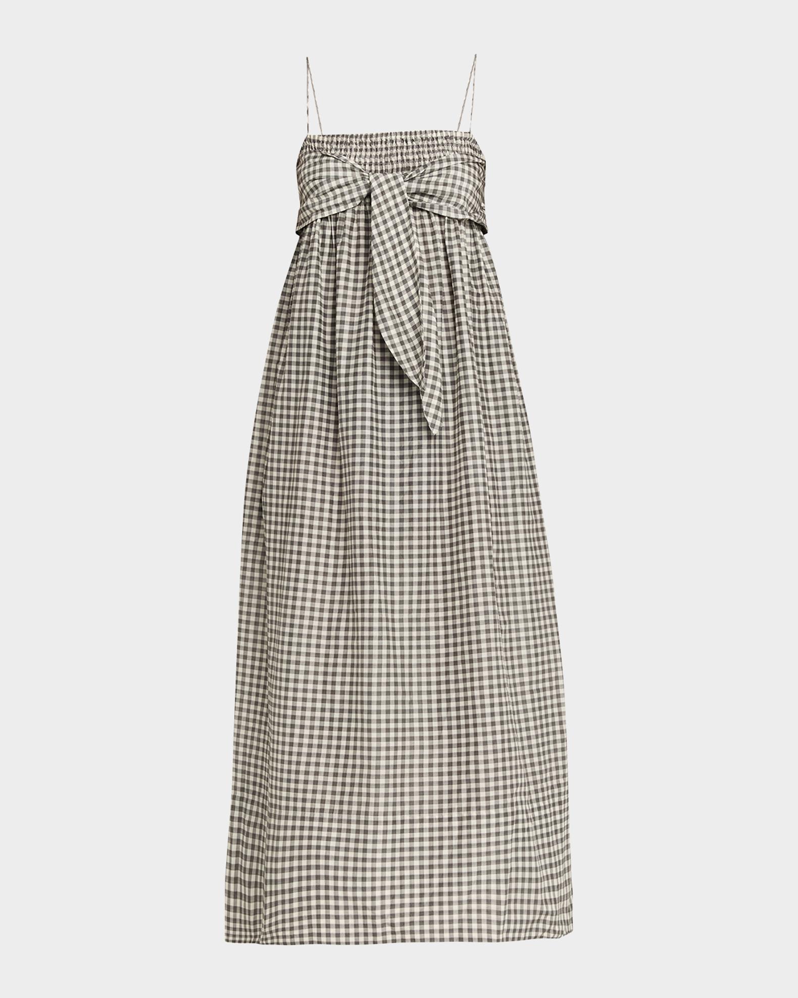 Vince Tie-Front Gingham Midi Dress | Neiman Marcus