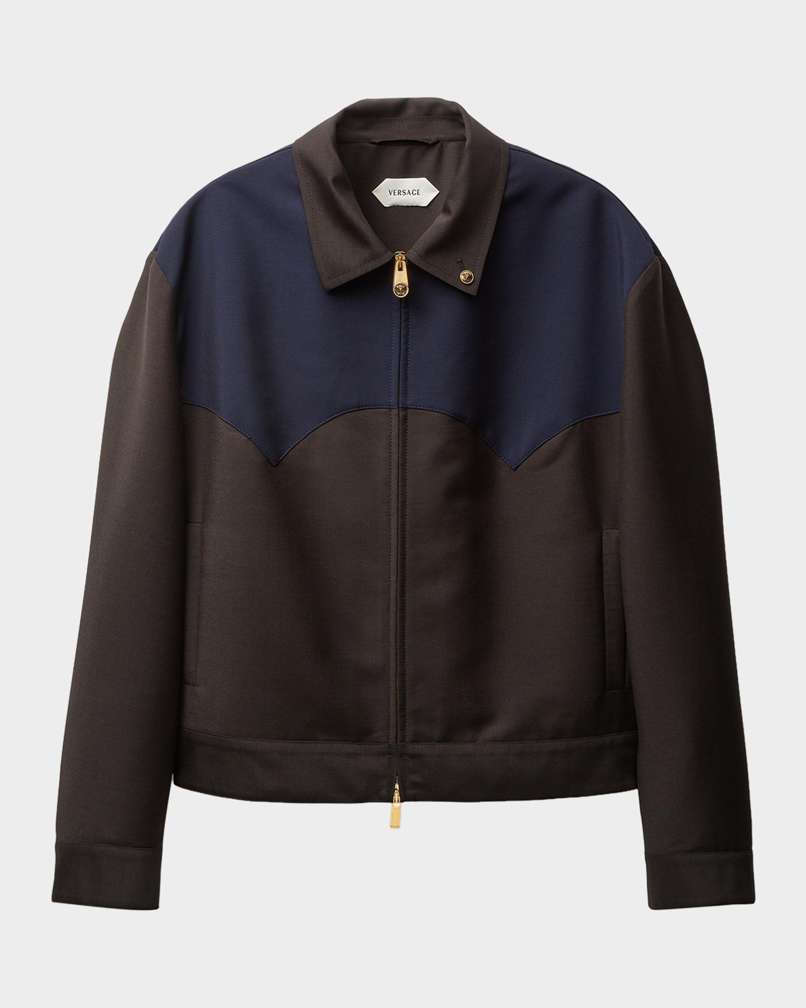 Versace Colorblocked Wool/Mohair Zip-Up Blouson Jacket | Neiman Marcus