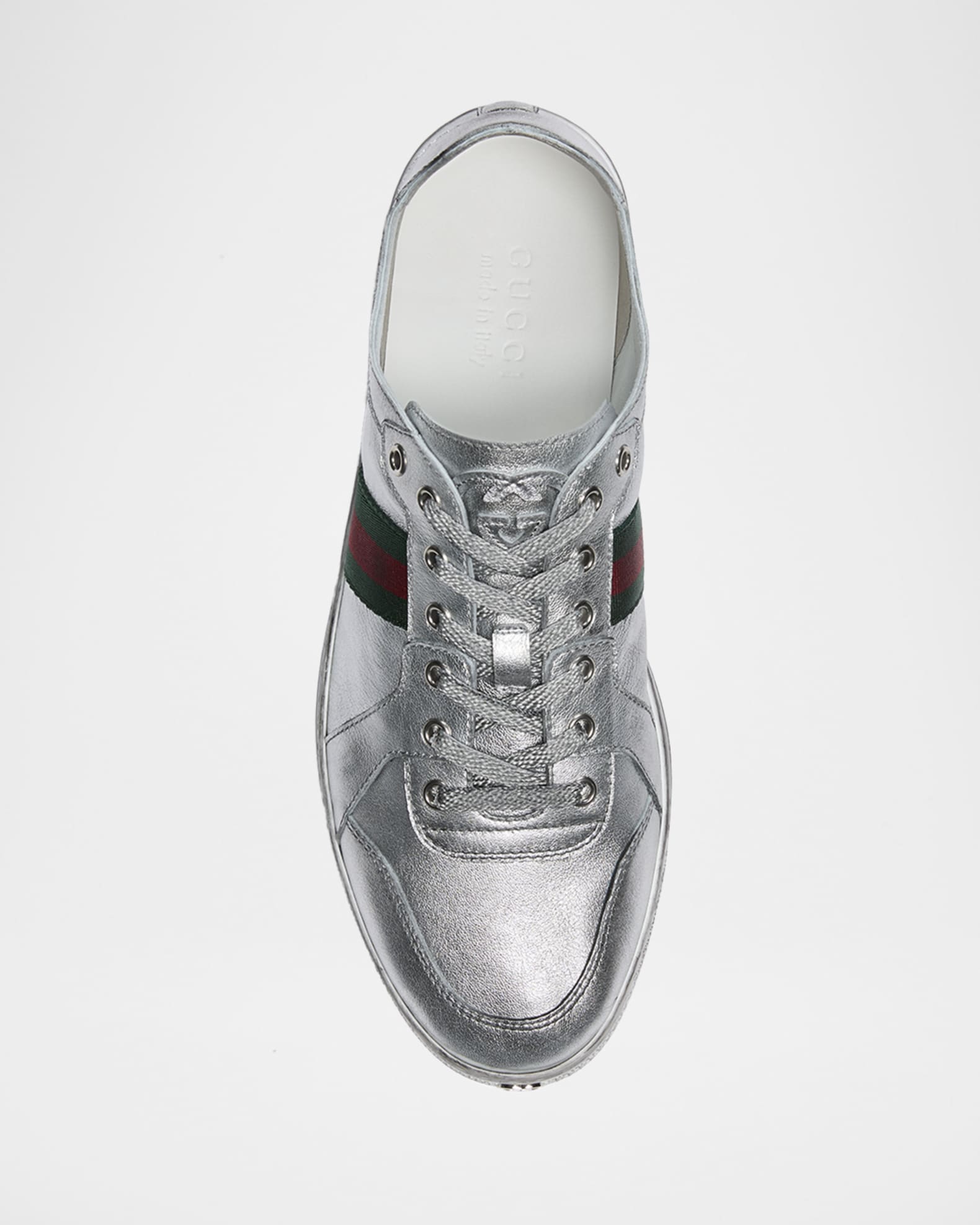 スポーツ GUCCI Gucci Men's Stretch Metallic Leather Low-Top Sneakers | Neiman Marcus