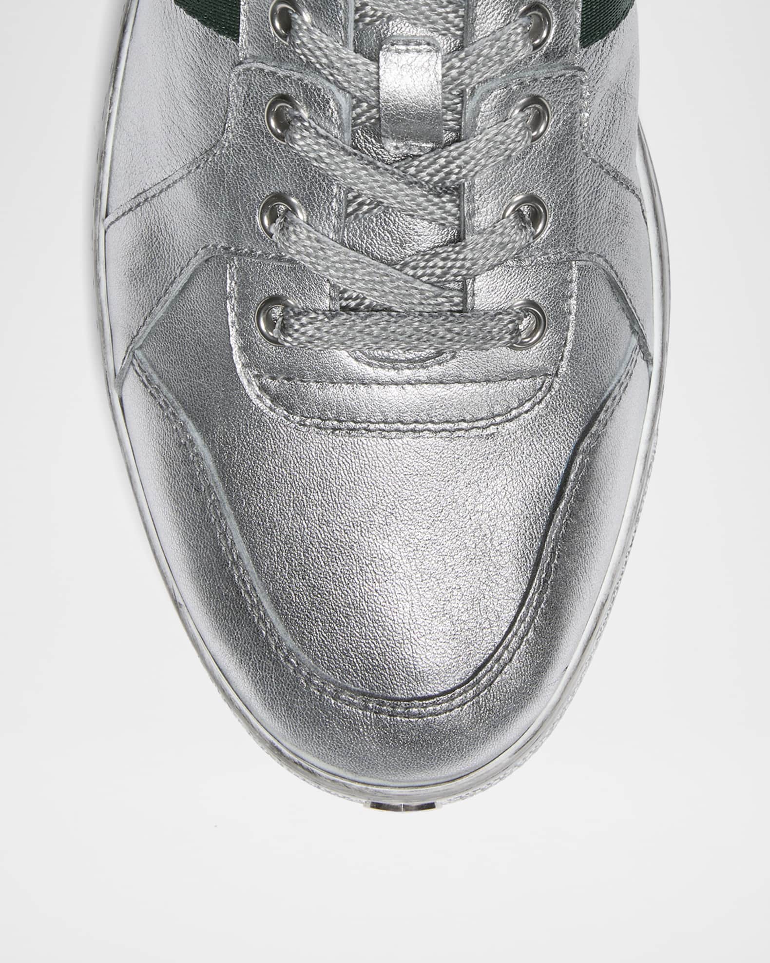 Gucci Men's Stretch Metallic Leather Low-Top Sneakers | Neiman Marcus