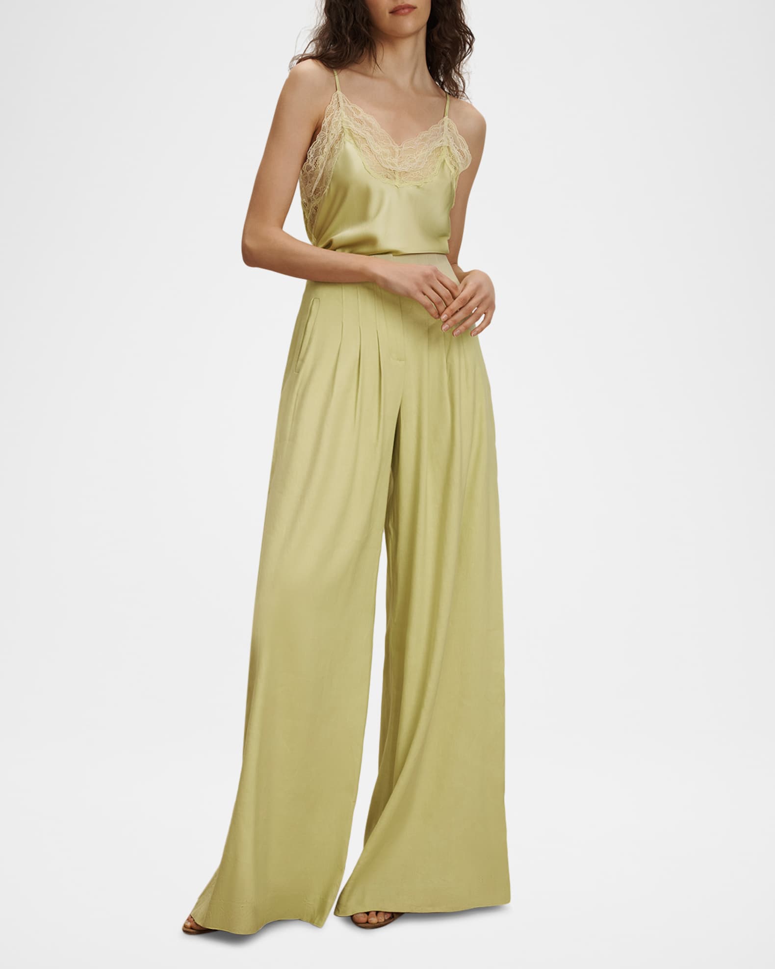 Veronica Beard Johanan Lace-Trim Silk Camisole | Neiman Marcus