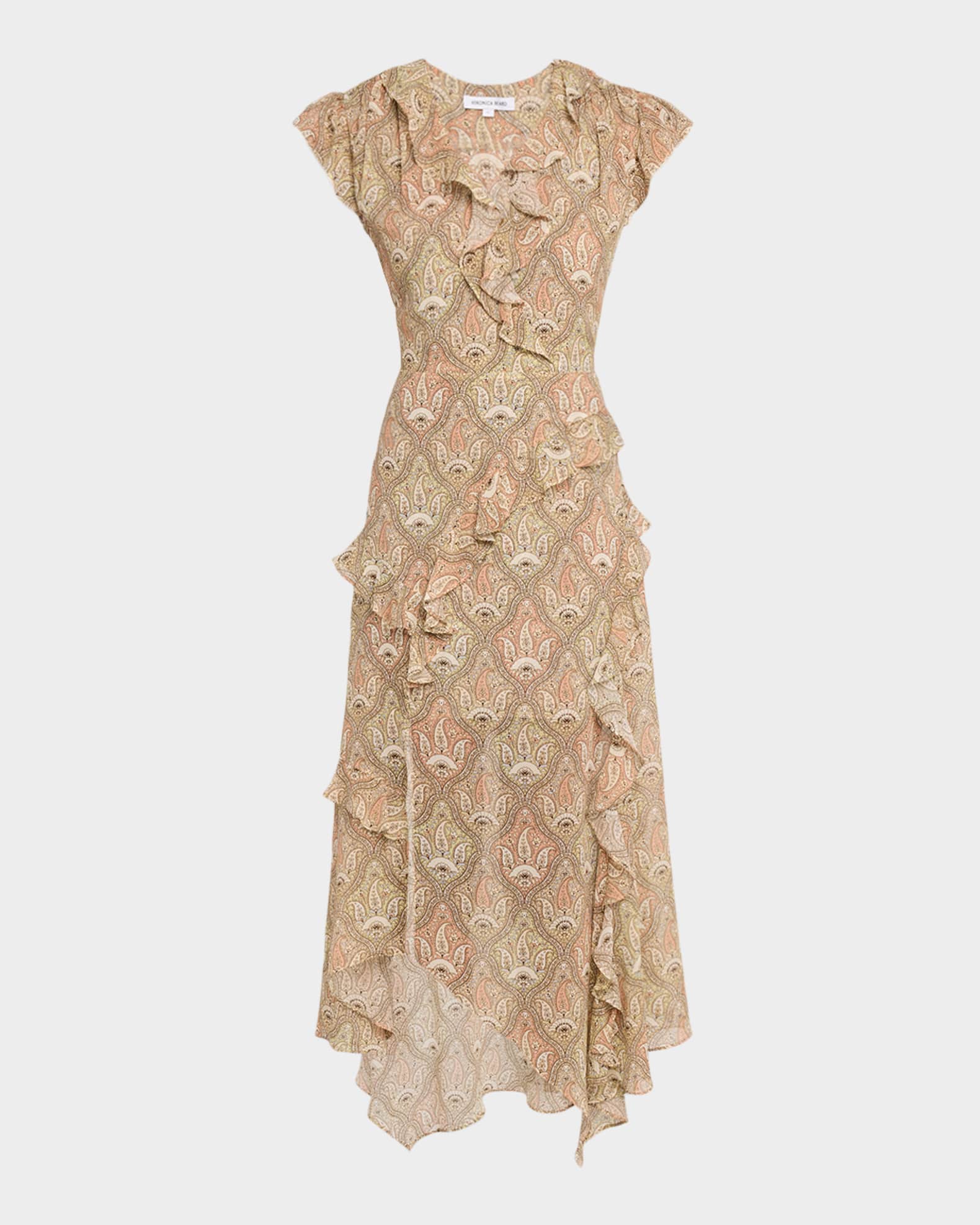 Veronica Beard Women's Avenel Paisley Cap-Sleeve Dress - Stone Khaki Multi - Size 2
