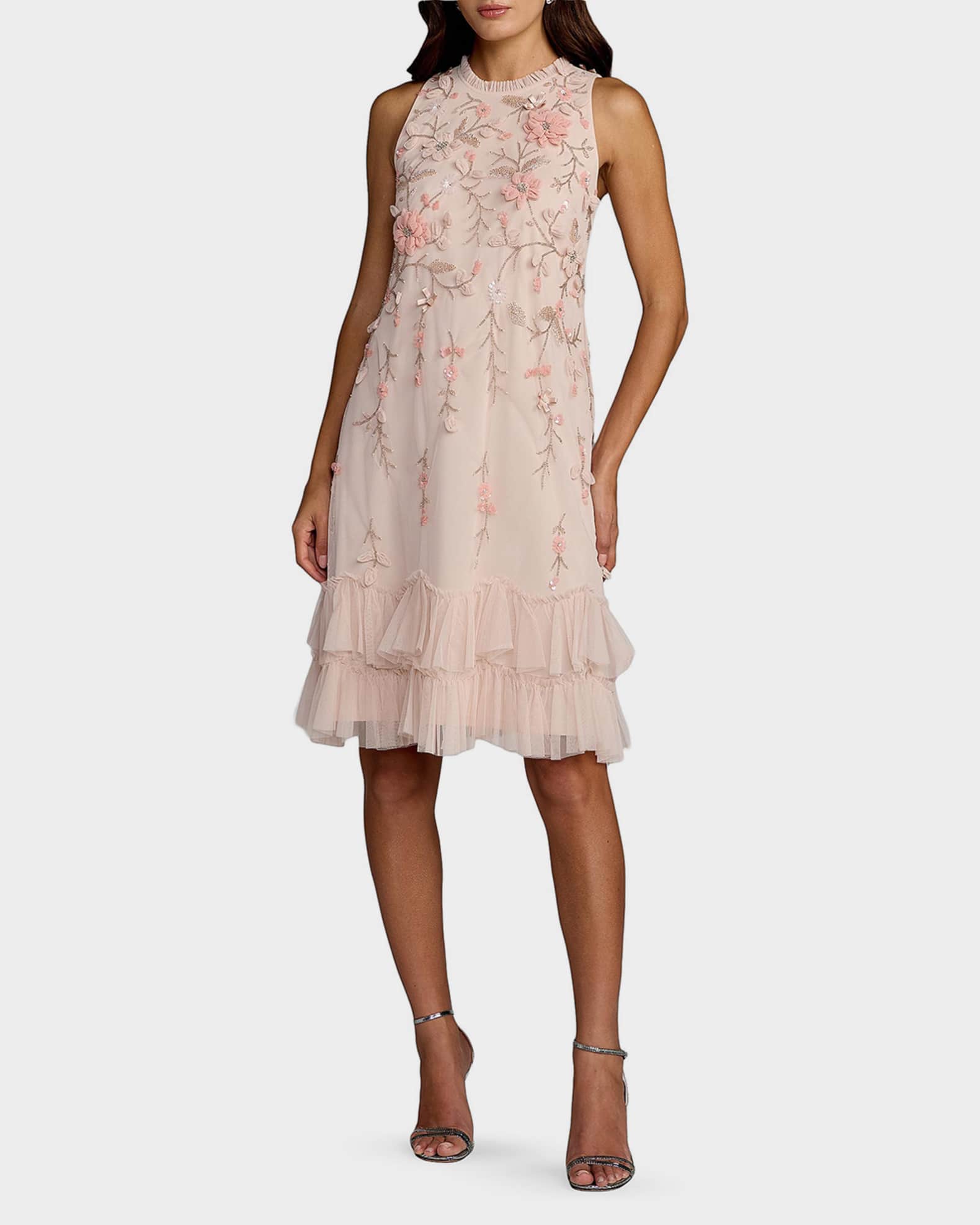 white christmas dresses Peach Spaghetti Strap Organza Midi Dress With Bow Detail main image 0