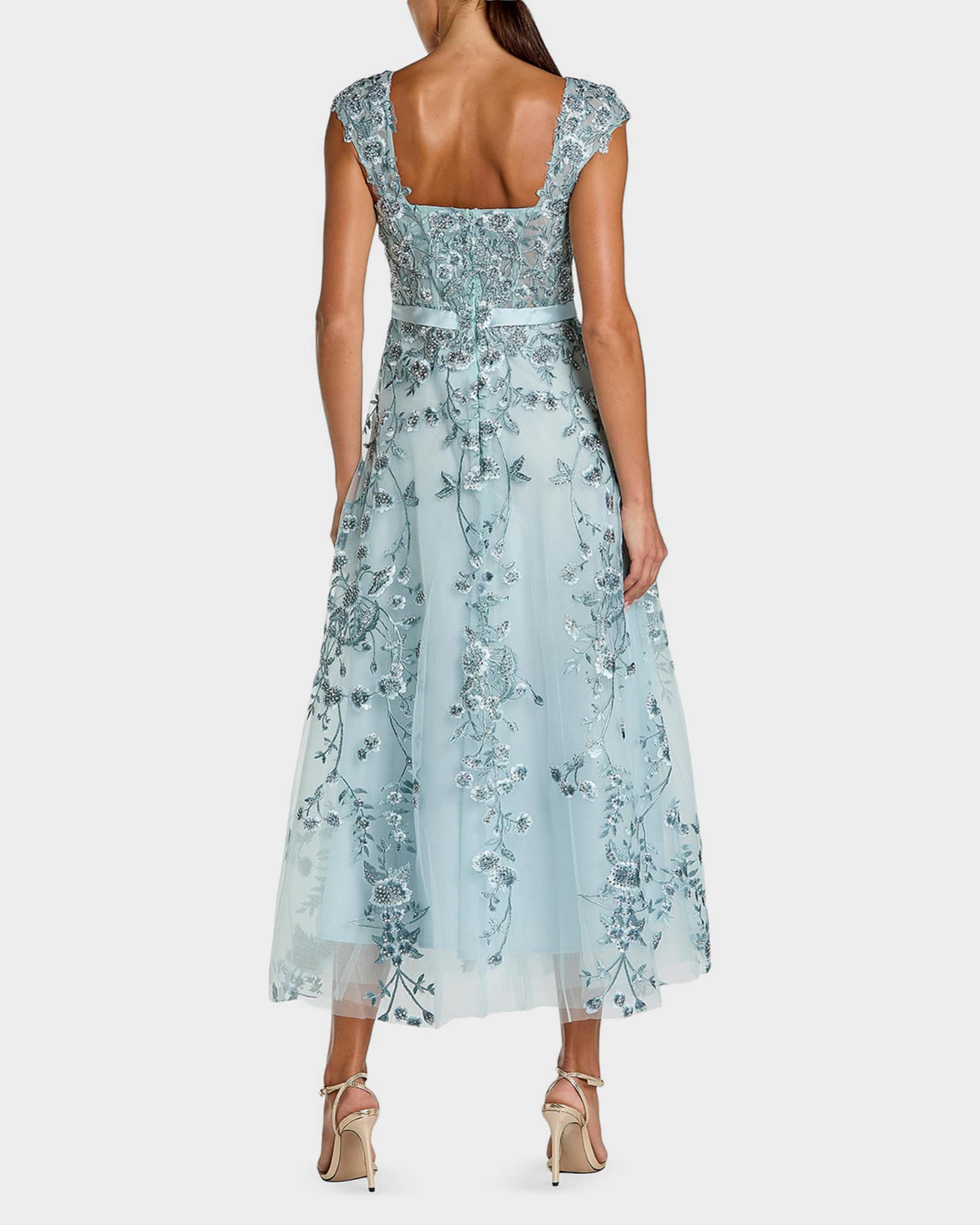 Mac Duggal Women's Floral Embroidered Sweetheart Neckline Dress - Blue - Size 8 - Powder Blue