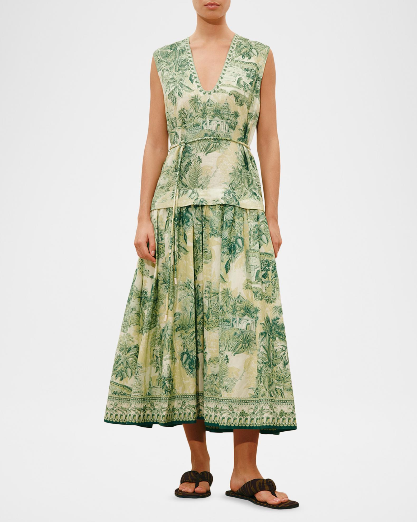 alemais dress sale - Mona Mini in Yellow 12 / 8 US Relaxed shirt dress Olive printed linen and cotton