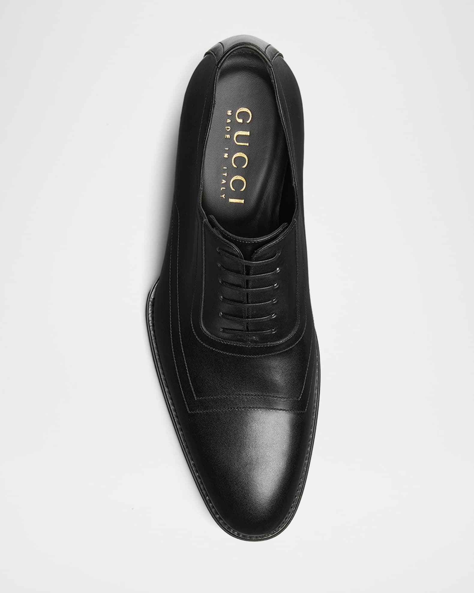 Gucci Men's Branded-Sole Leather Oxfords | Neiman Marcus