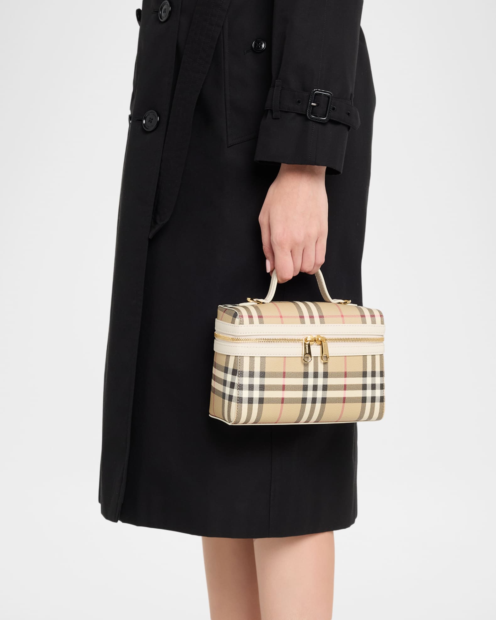 Burberry Check Leather Vanity Bag | Neiman Marcus