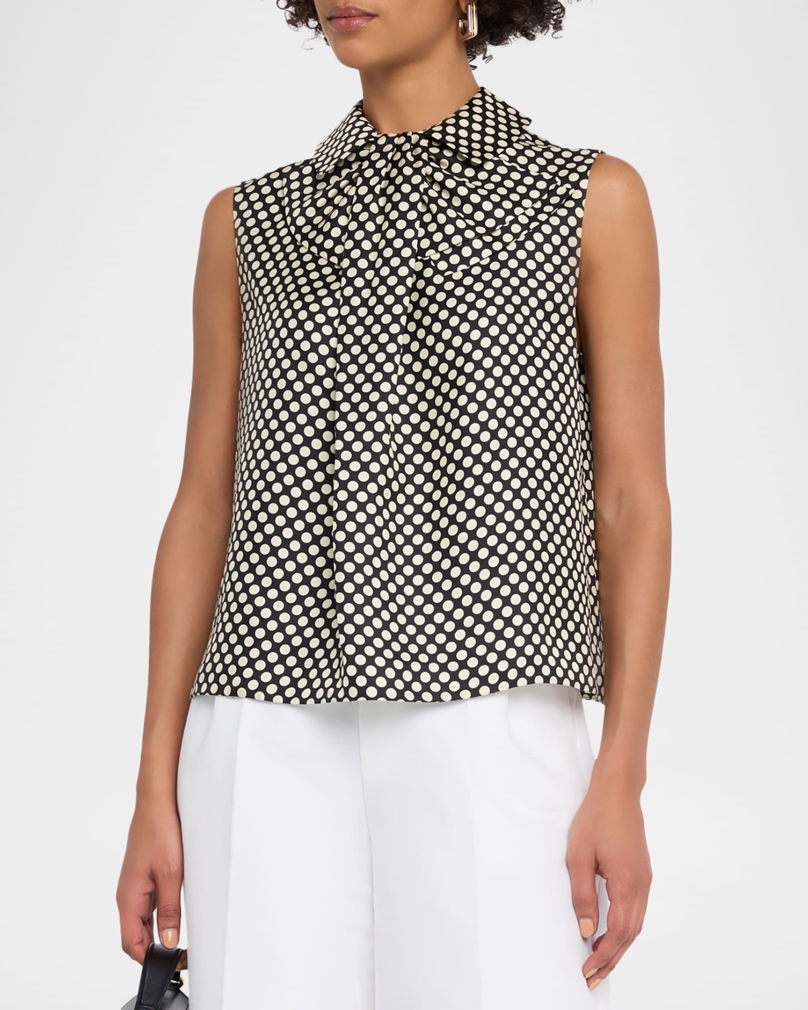 Dice Kayek Polka Dot Silk Twill Sleeveless Blouse | Neiman Marcus