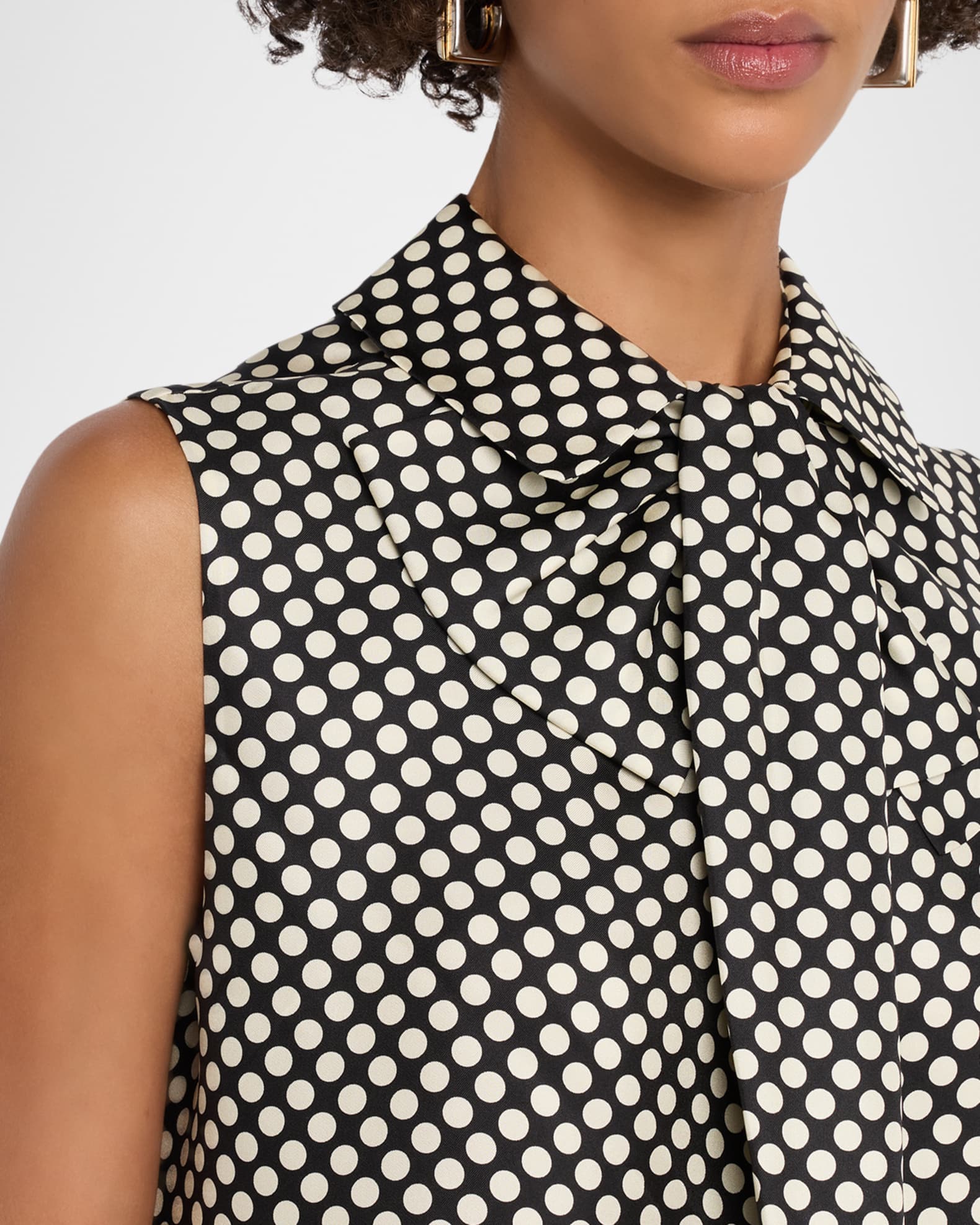 Dice Kayek Polka Dot Silk Twill Sleeveless Blouse | Neiman Marcus