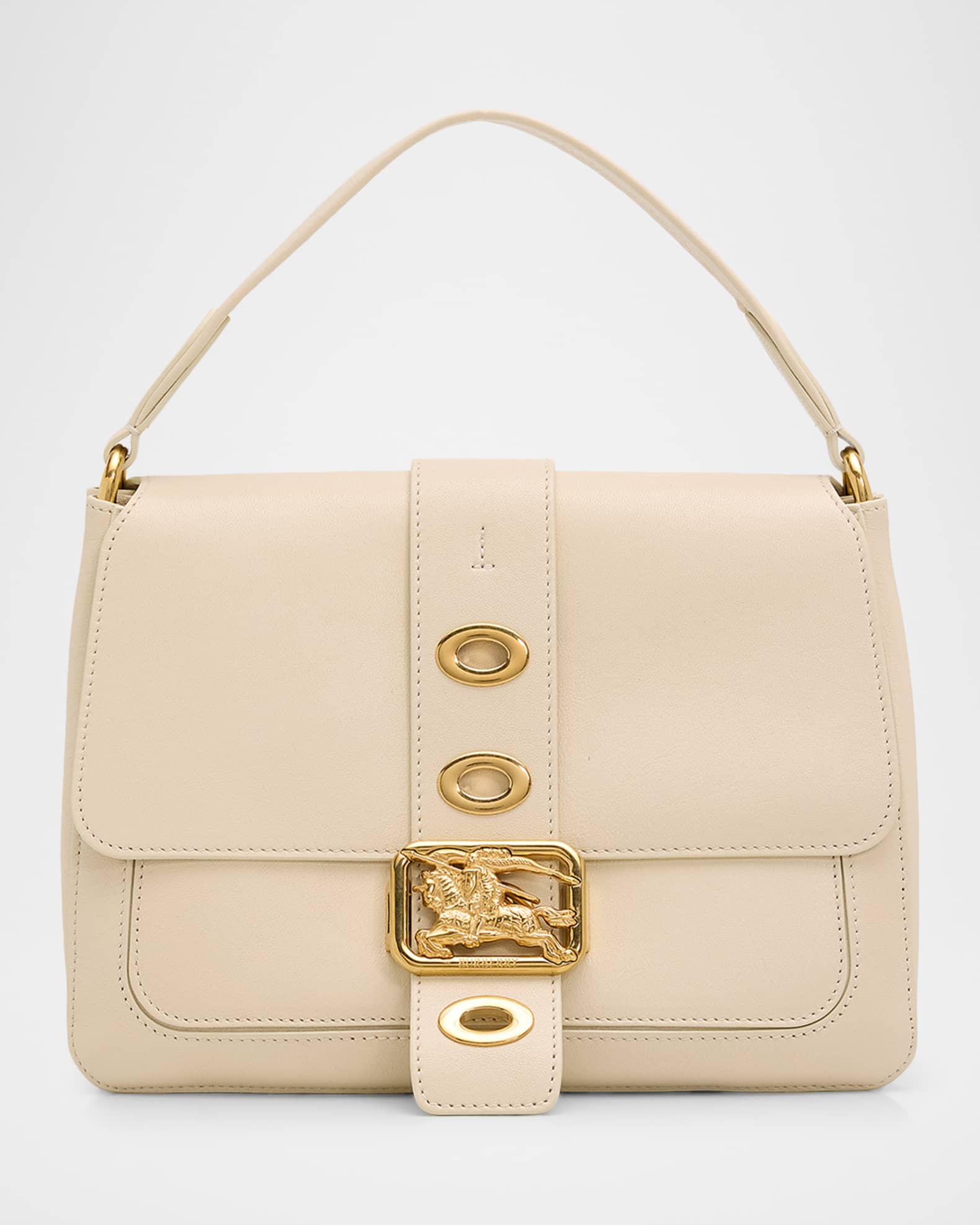 Burberry ベージュ レザー ショルダーバッグ Burberry Rider Small Leather Top Handle Bag | Neiman Marcus