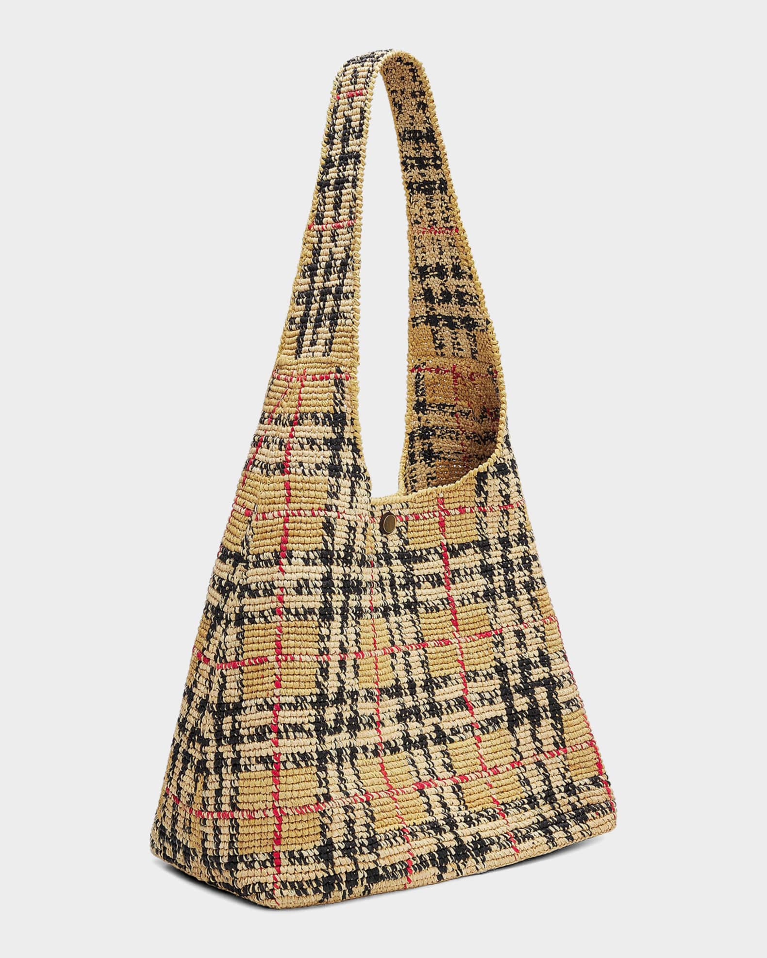 Burberry Margate Crochet Check Raffia Shoulder Bag | Neiman Marcus