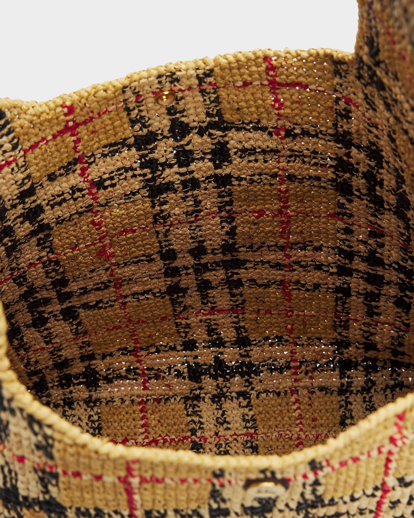 Burberry Margate Crochet Check Raffia Shoulder Bag | Neiman Marcus