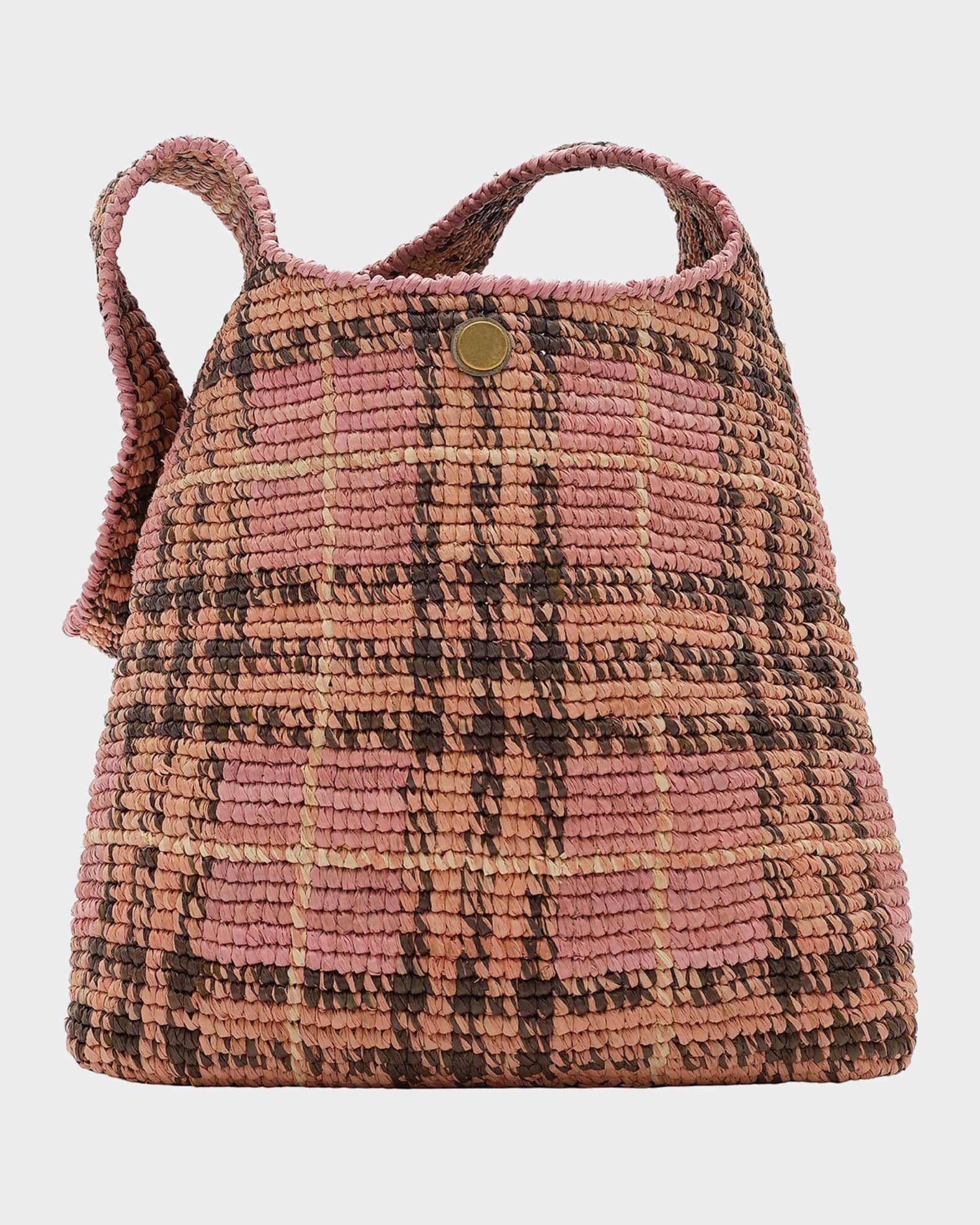 Burberry Margate Crochet Raffia Check Hobo Bag | Neiman Marcus