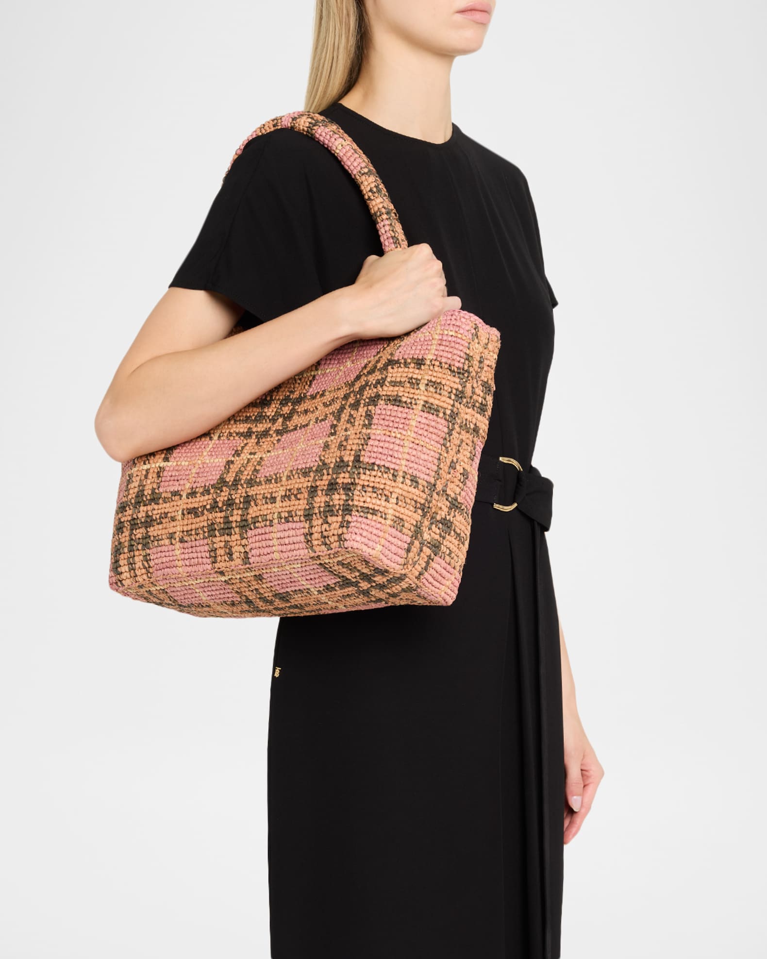 Burberry Extra Large Margate Raffia Check Tote Bag | Neiman Marcus