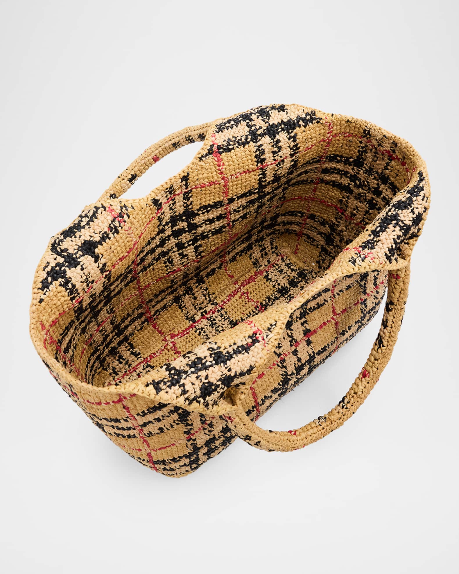 Burberry Small Margate Crochet Raffia Tote Bag | Neiman Marcus