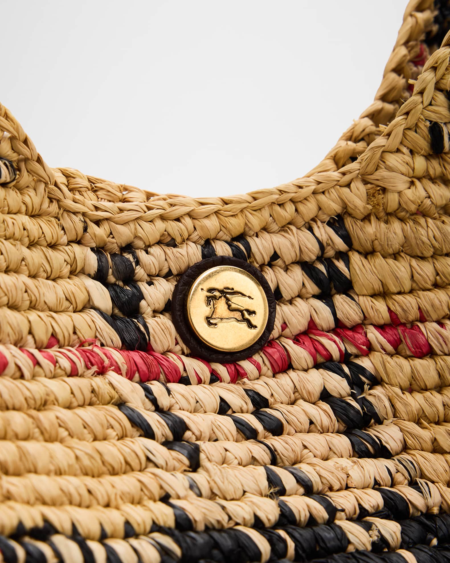 Burberry Small Margate Crochet Raffia Tote Bag | Neiman Marcus