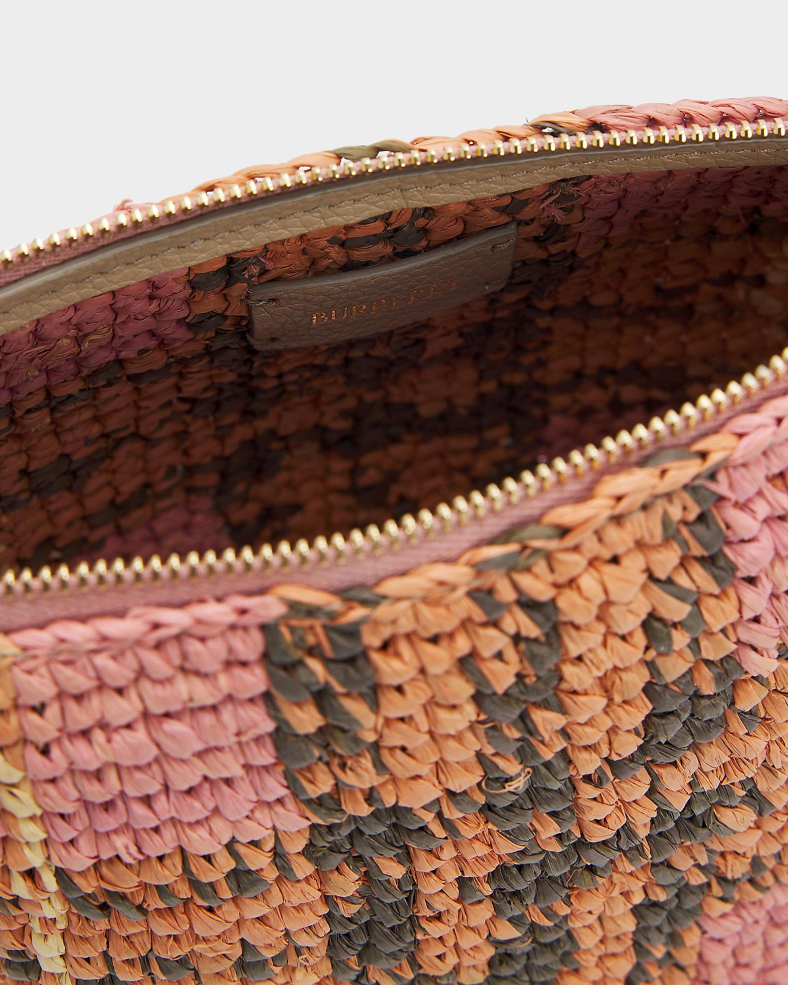 Burberry Margate Small Crochet Check Raffia Pouch Bag | Neiman Marcus