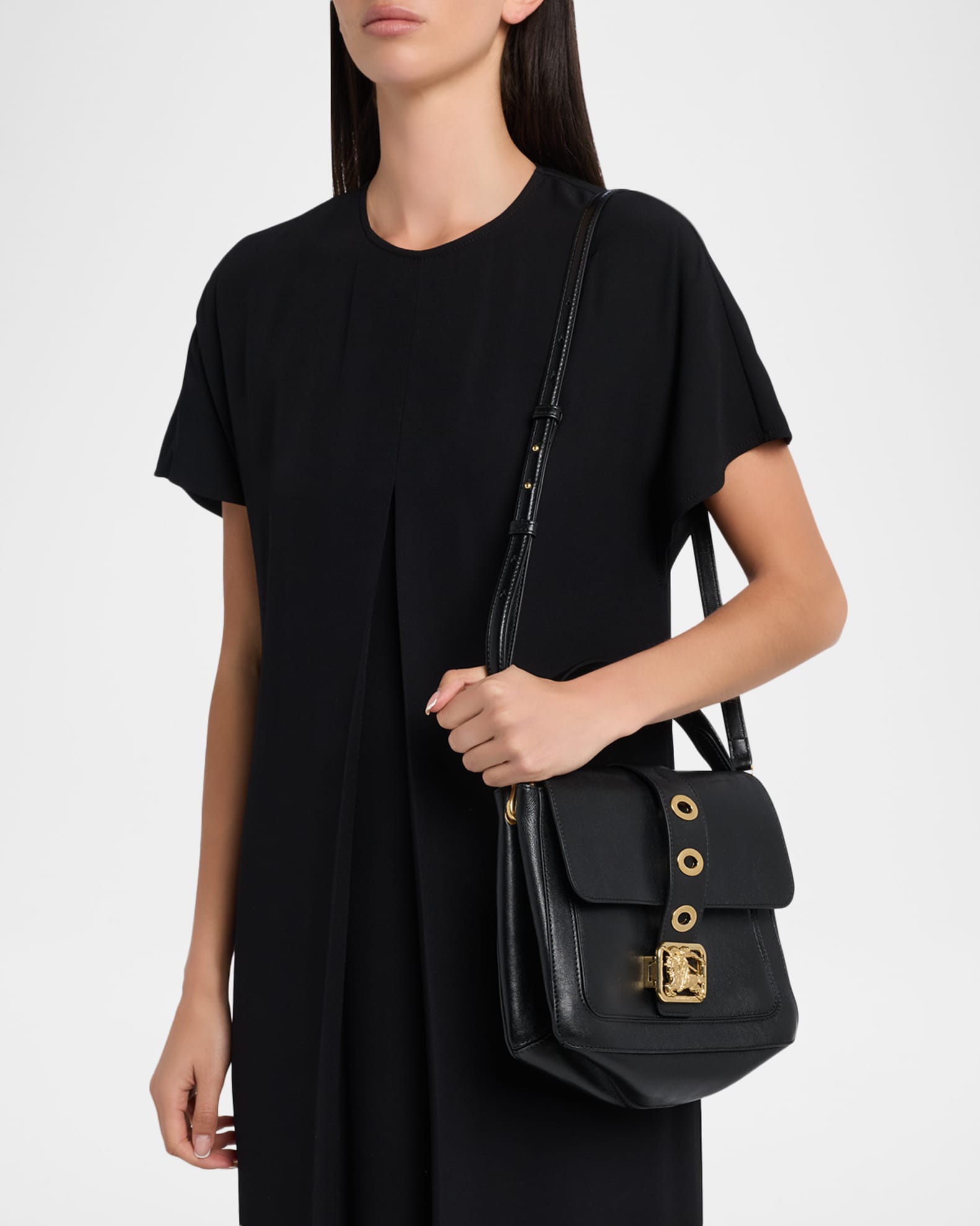 Burberry Rider Small Leather Top Handle Bag | Neiman Marcus