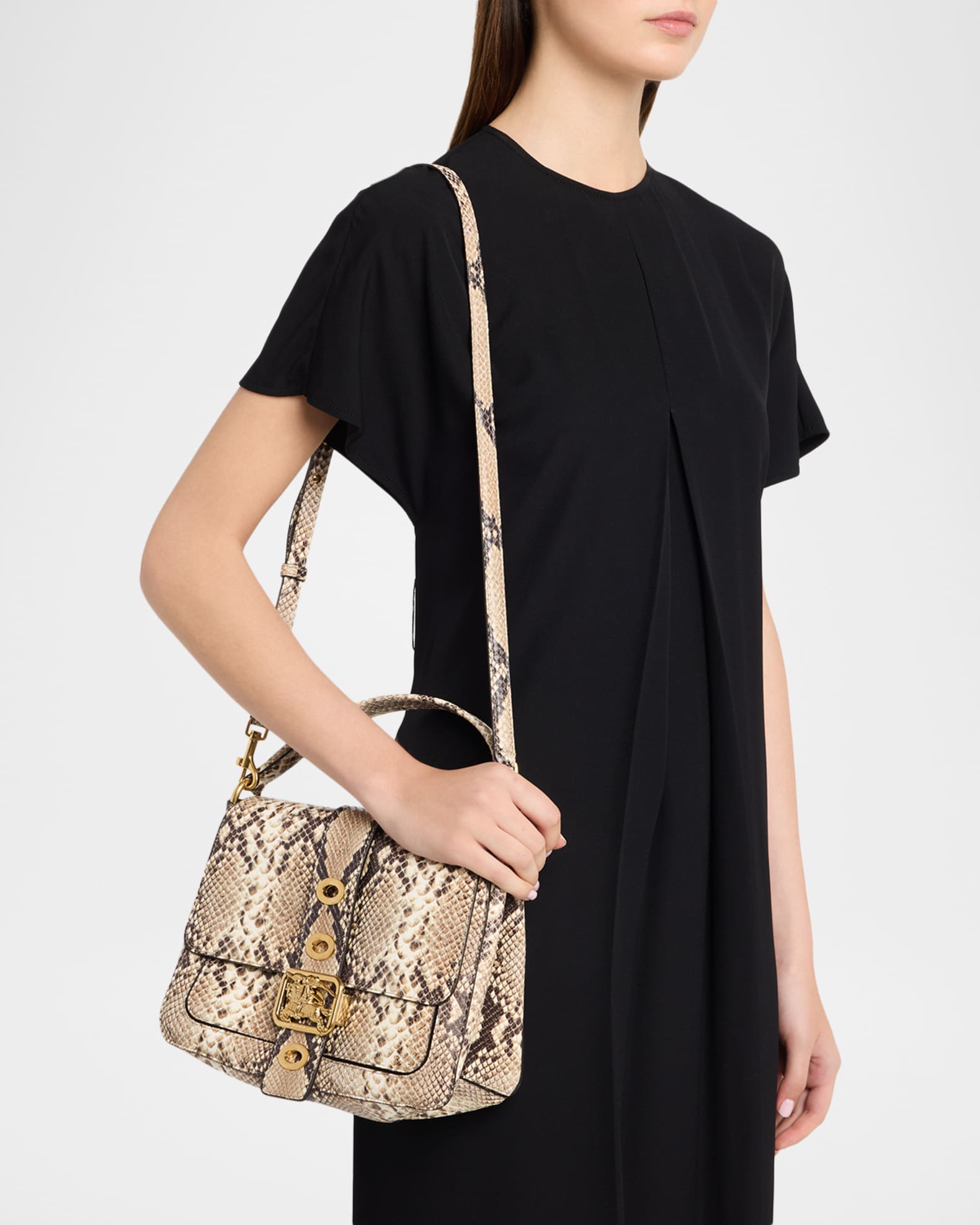 Burberry Rider Small Python-Print Leather Top-Handle Bag | Neiman