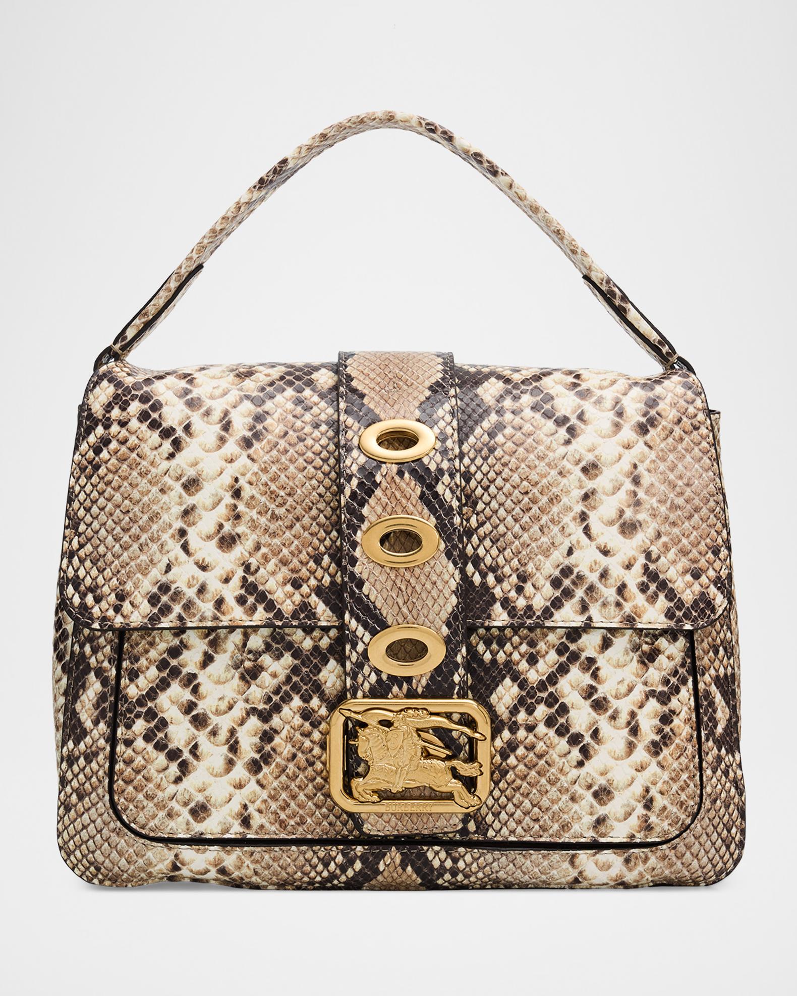 Burberry Rider Small Python-Print Leather Top-Handle Bag | Neiman