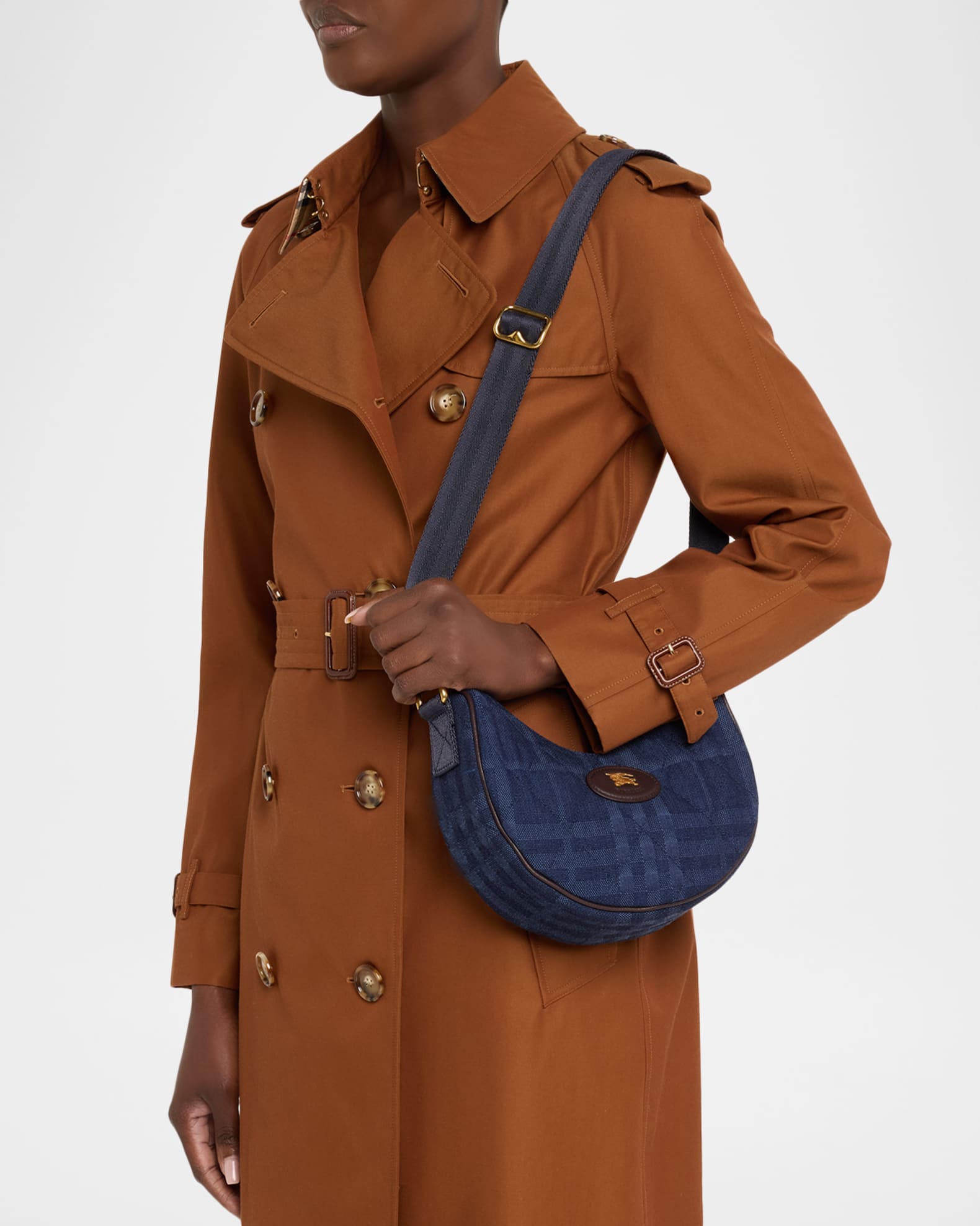 バッグ Burberry Burberry Horseshoe Quilted Cotton Denim Crossbody Bag | Neiman Marcus