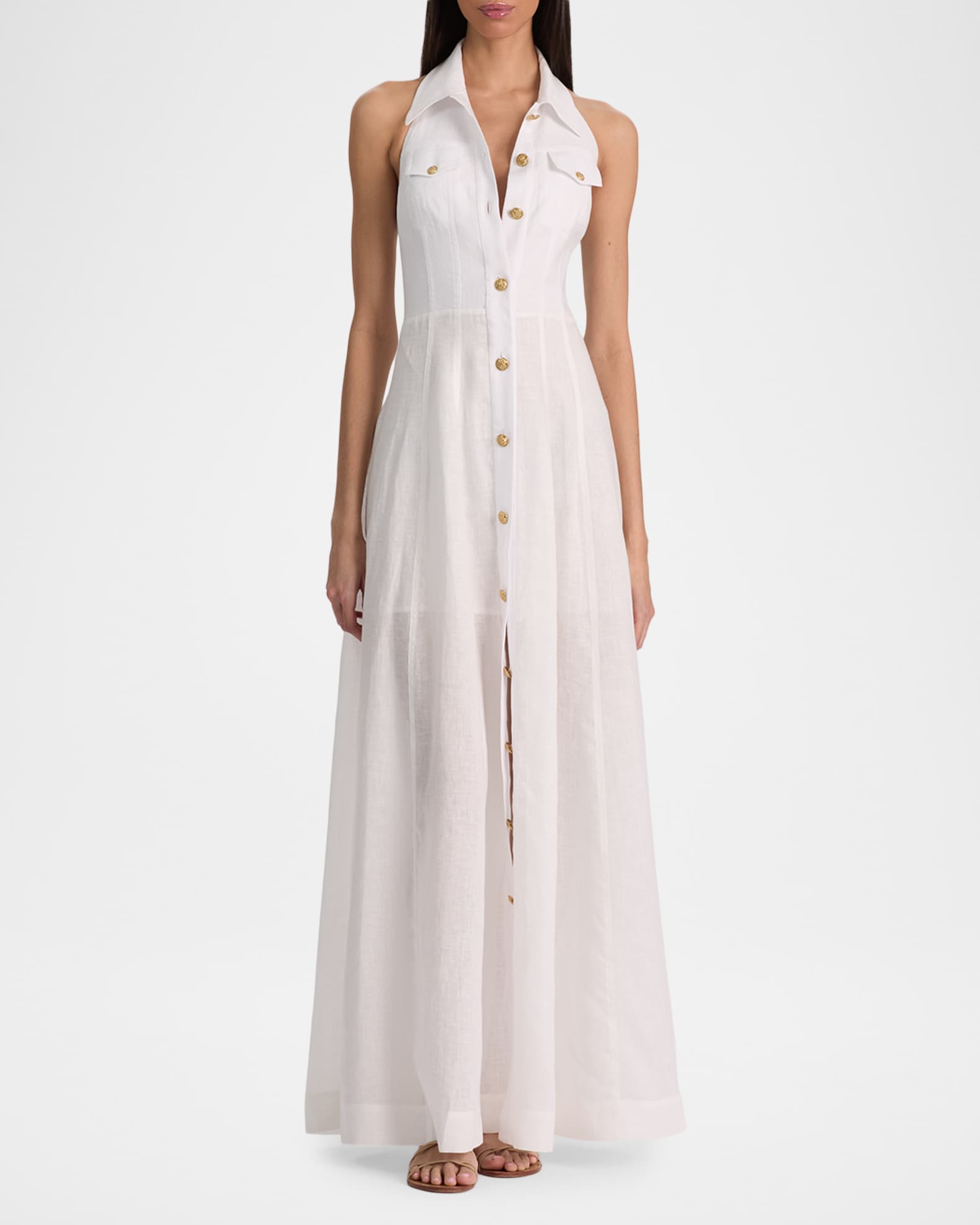 alice and olivia white maxi dress alice + olivia Chana Maxi Dress With Scarf, Size 2