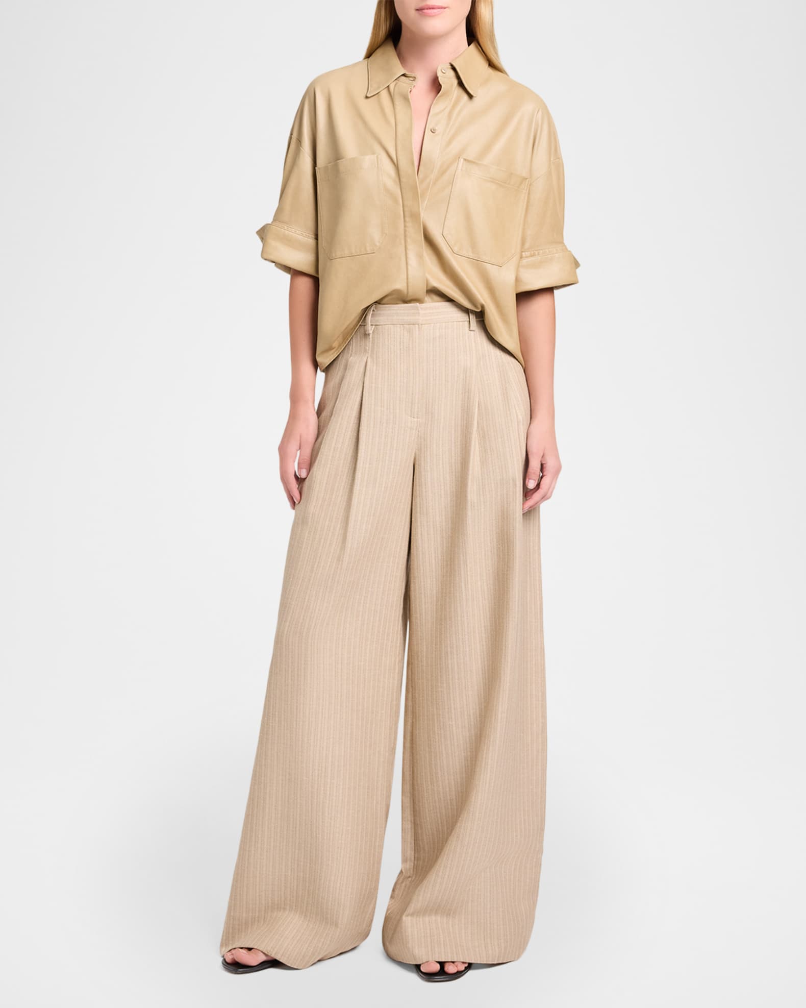 TWP My Newest Mistake Shirt in Leather | Neiman Marcus
