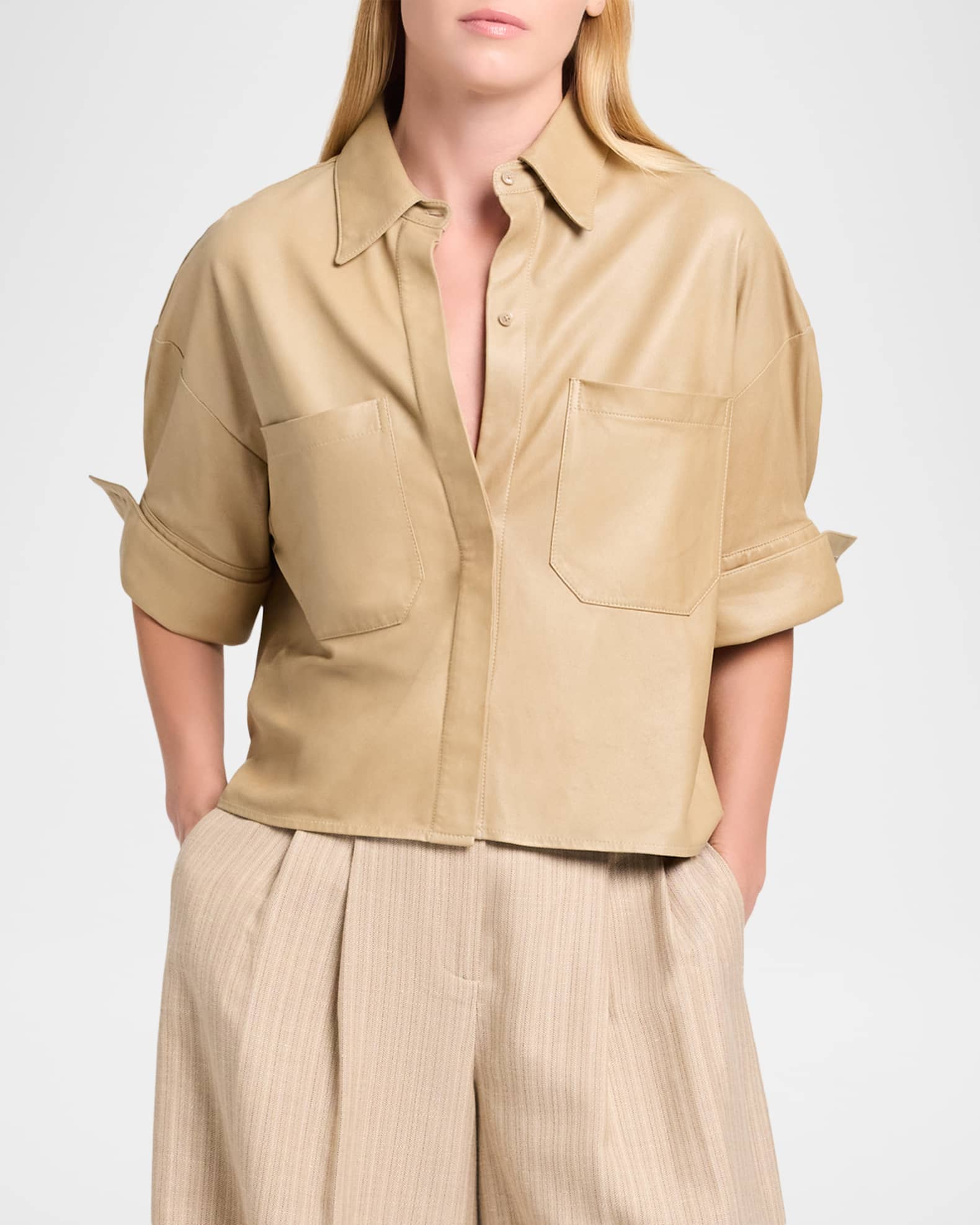 TWP My Newest Mistake Shirt in Leather | Neiman Marcus