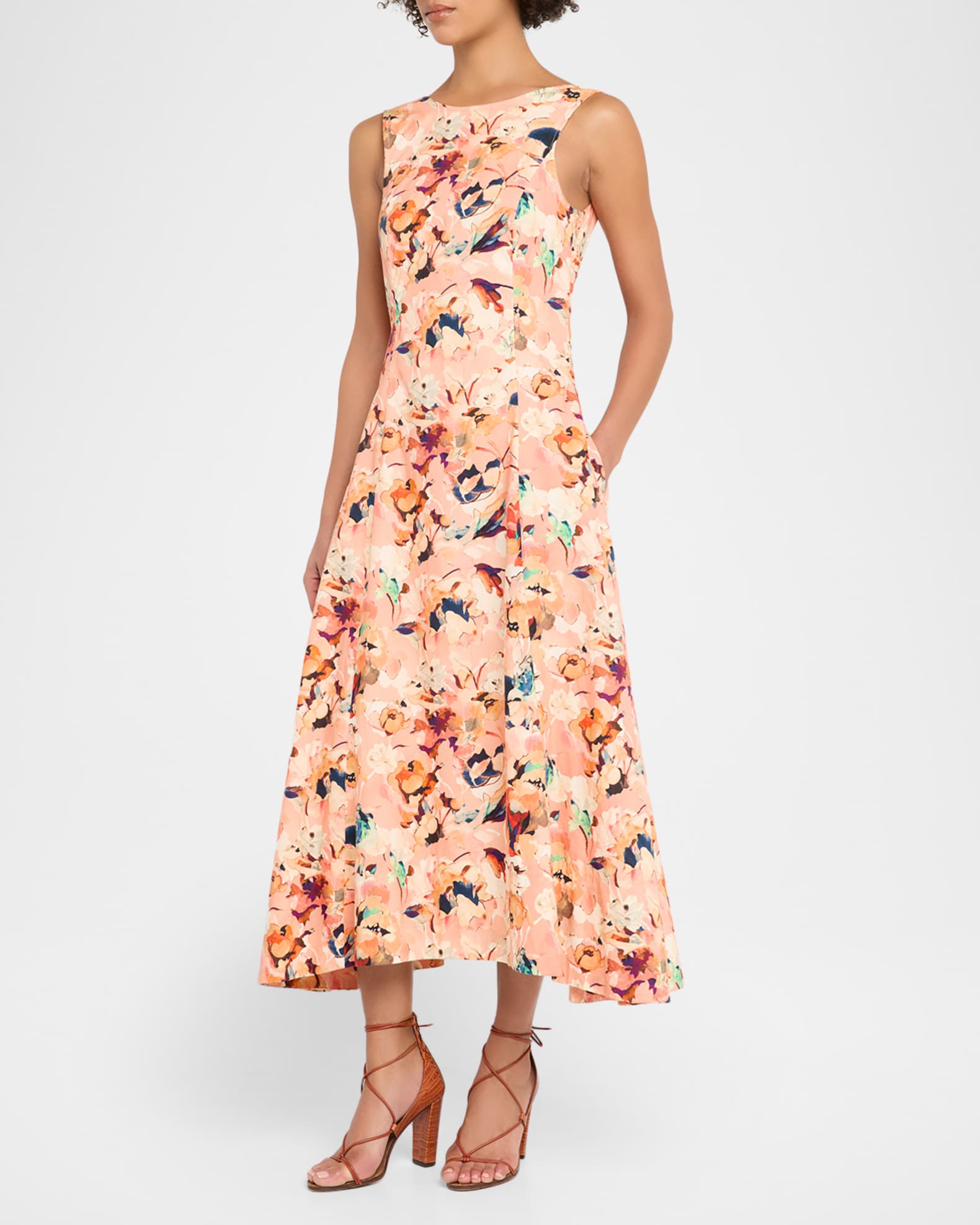 Ulla Johnson Georgie Floral Cotton Midi Dress | Neiman Marcus