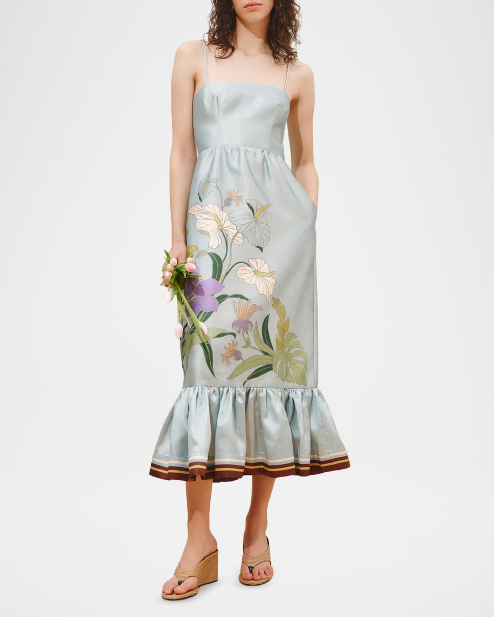 draped silk midi dress Draped Midi Dress with Metallic Sheen