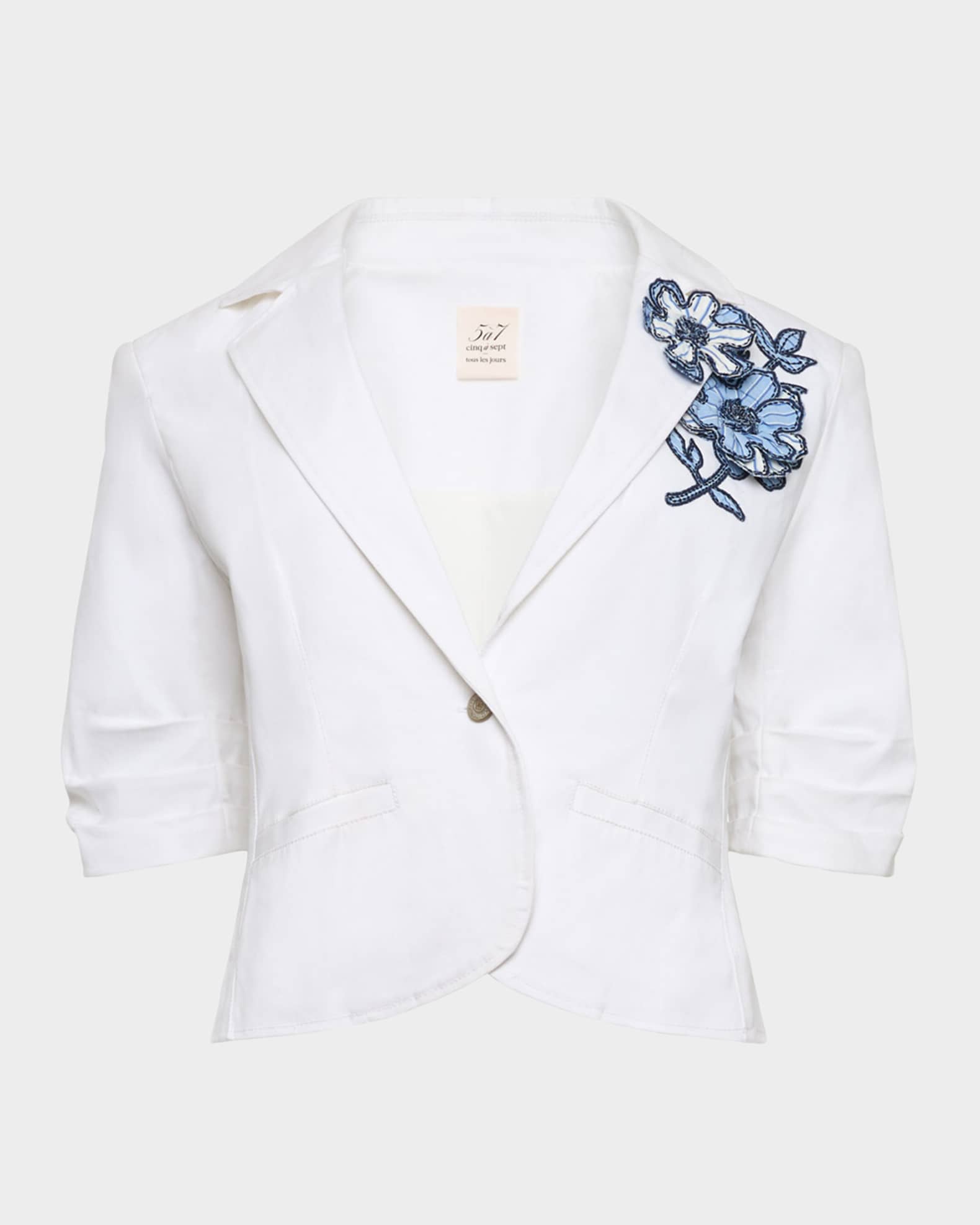 Cinq  Sept Women's Khloe Striped Floral Appliqu Petit Blazer - White Multi - Size 4