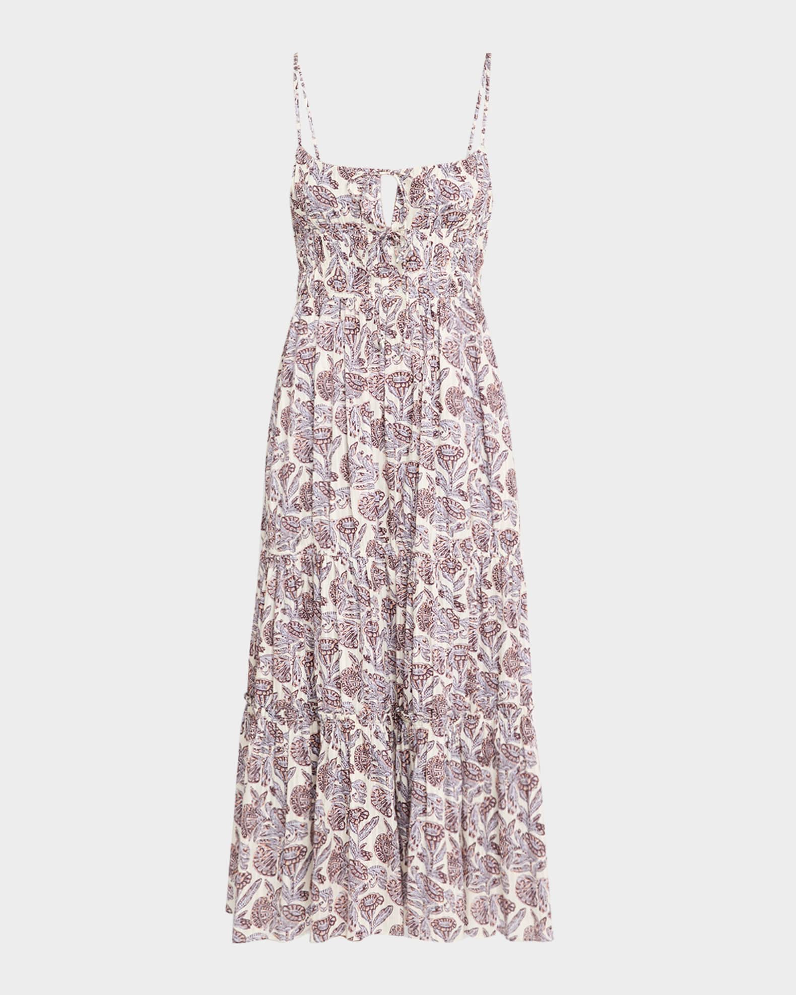 Ulla Johnson Women's Aydin Print Tiered Cotton Sundress - Brown - Casual Dresses