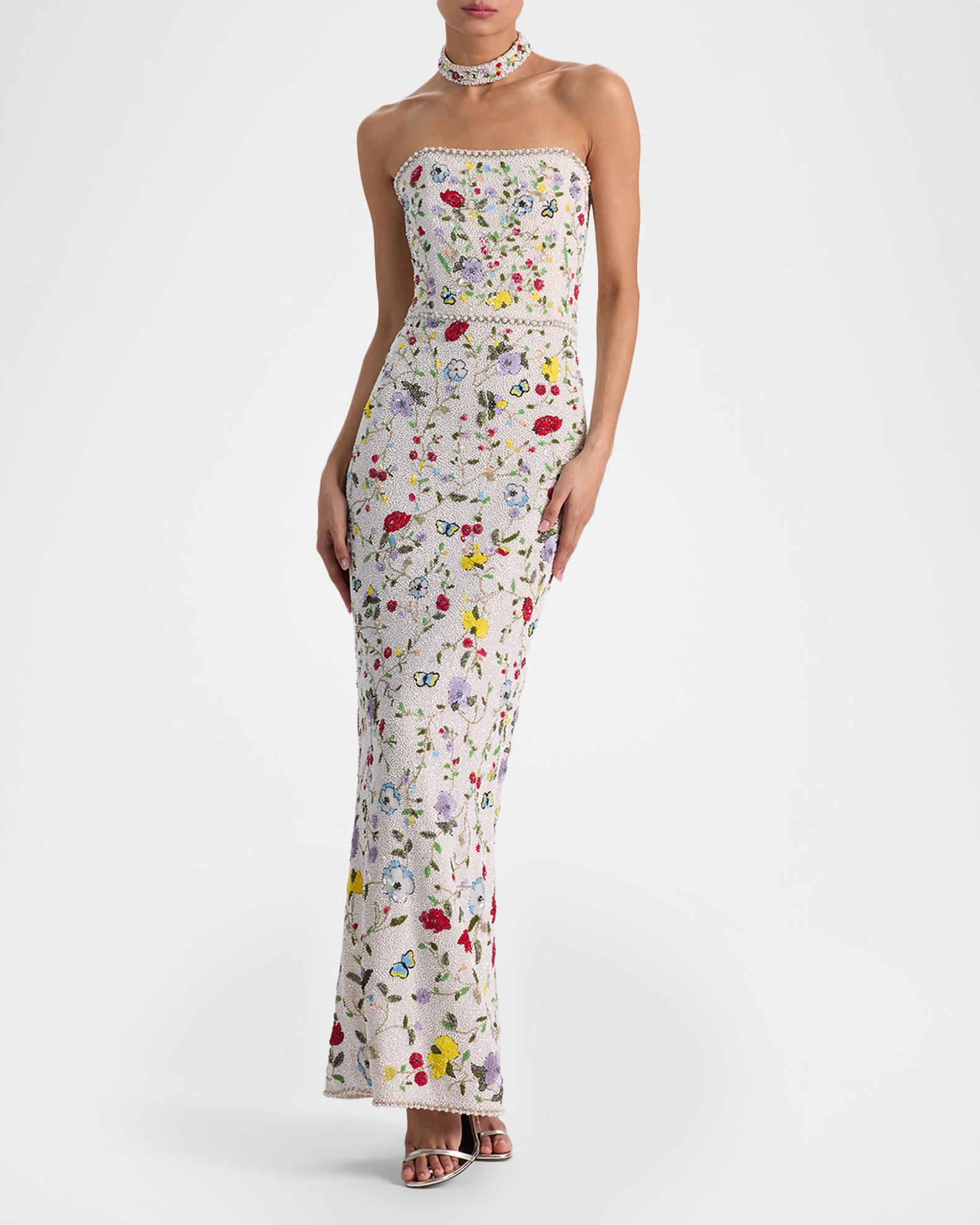 alice olivia evening dresses Alice + Olivia Augusta Floral high-neck Maxi Dress | Black