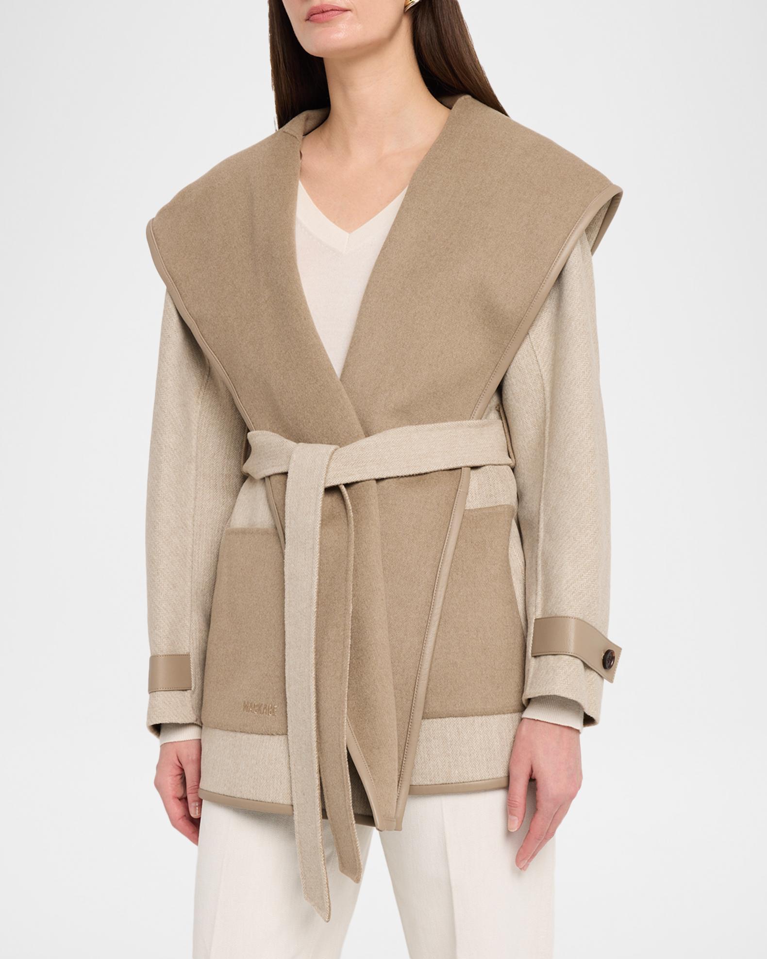 Mackage Paya-HB Double-Face Wool Wrap Coat with Hood | Neiman Marcus