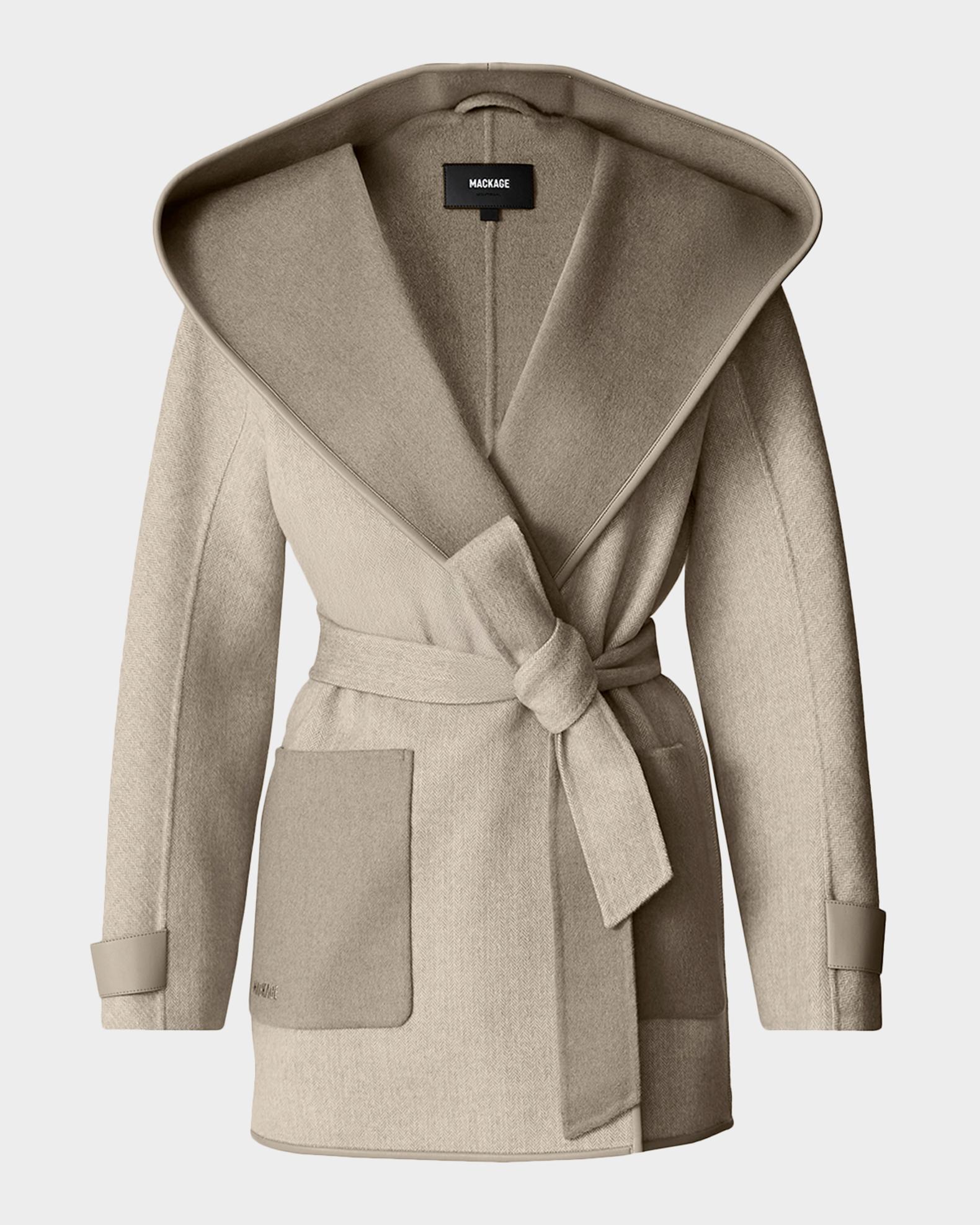 Mackage Paya-HB Double-Face Wool Wrap Coat with Hood | Neiman Marcus