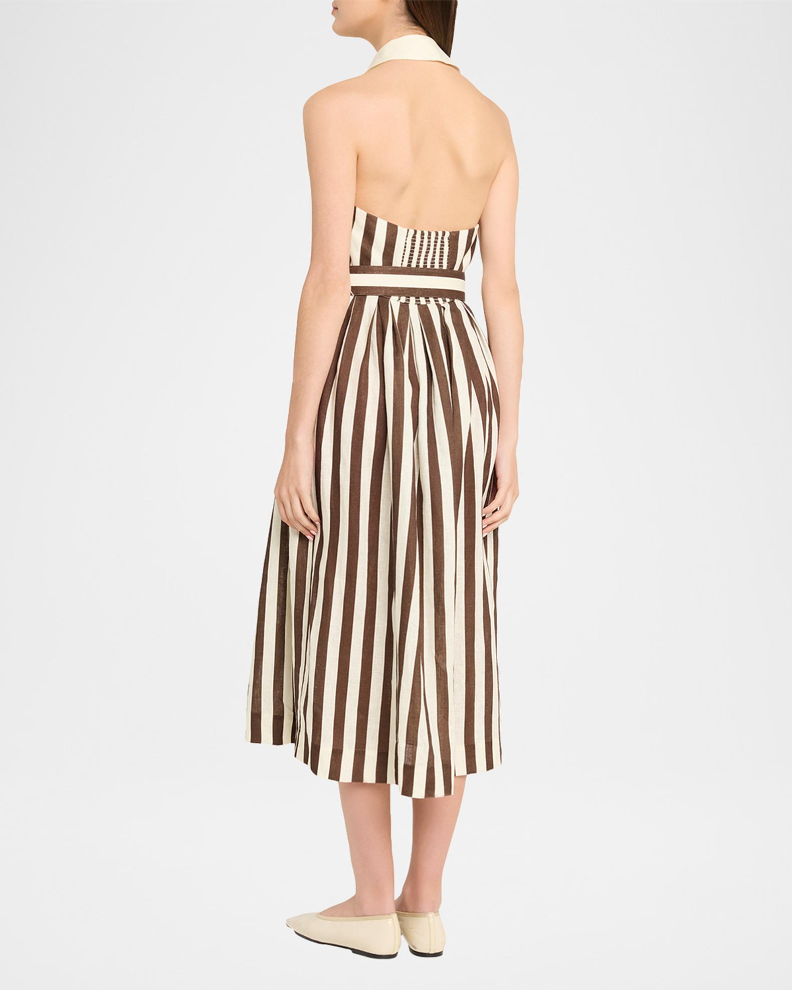 tommy hilfiger belted halter midi dress Quentin 4 / Brown Ivory Stripe Maxi dress
