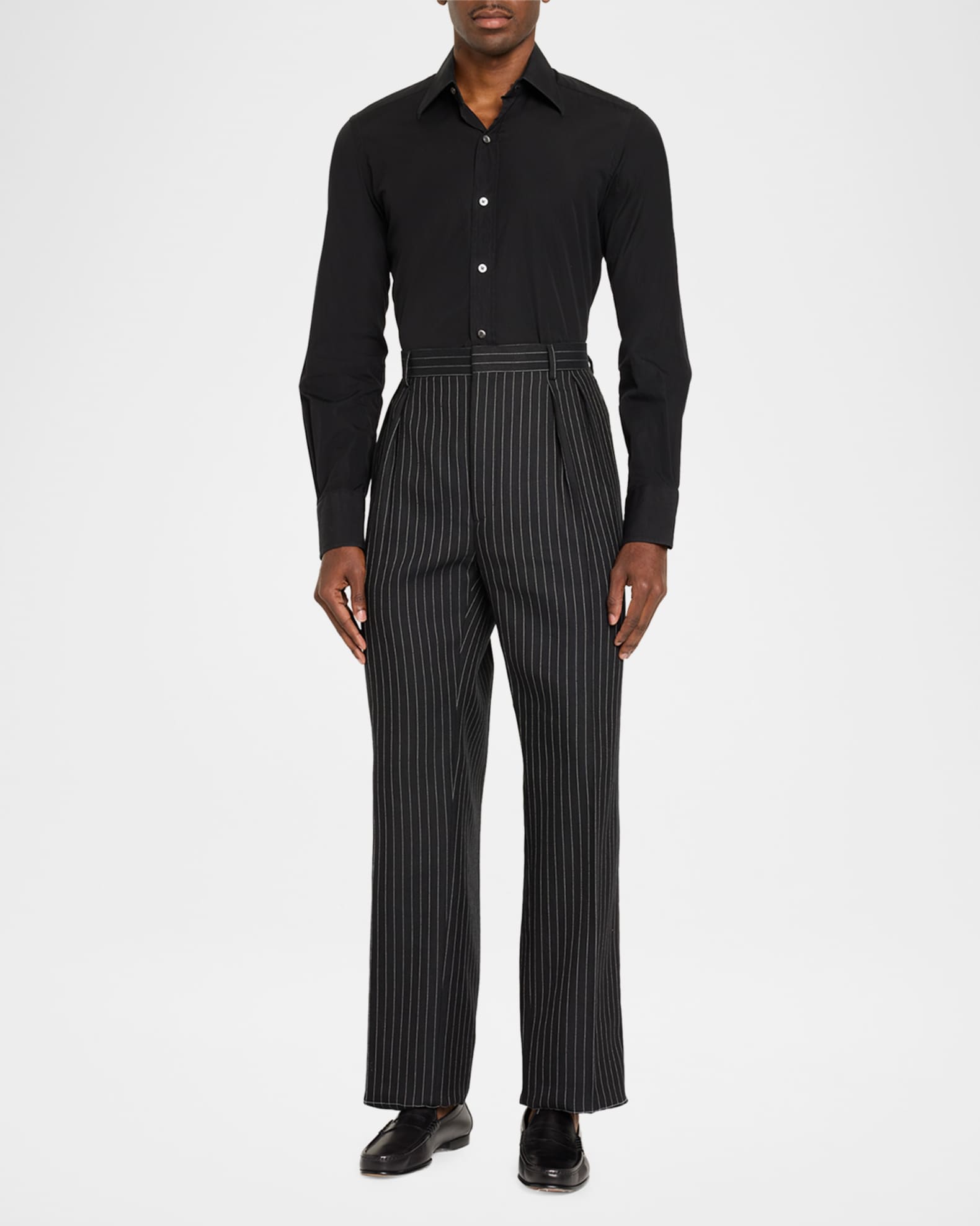 Ralph Lauren Purple Label Men's Wool and Linen Pinstripe Pleated