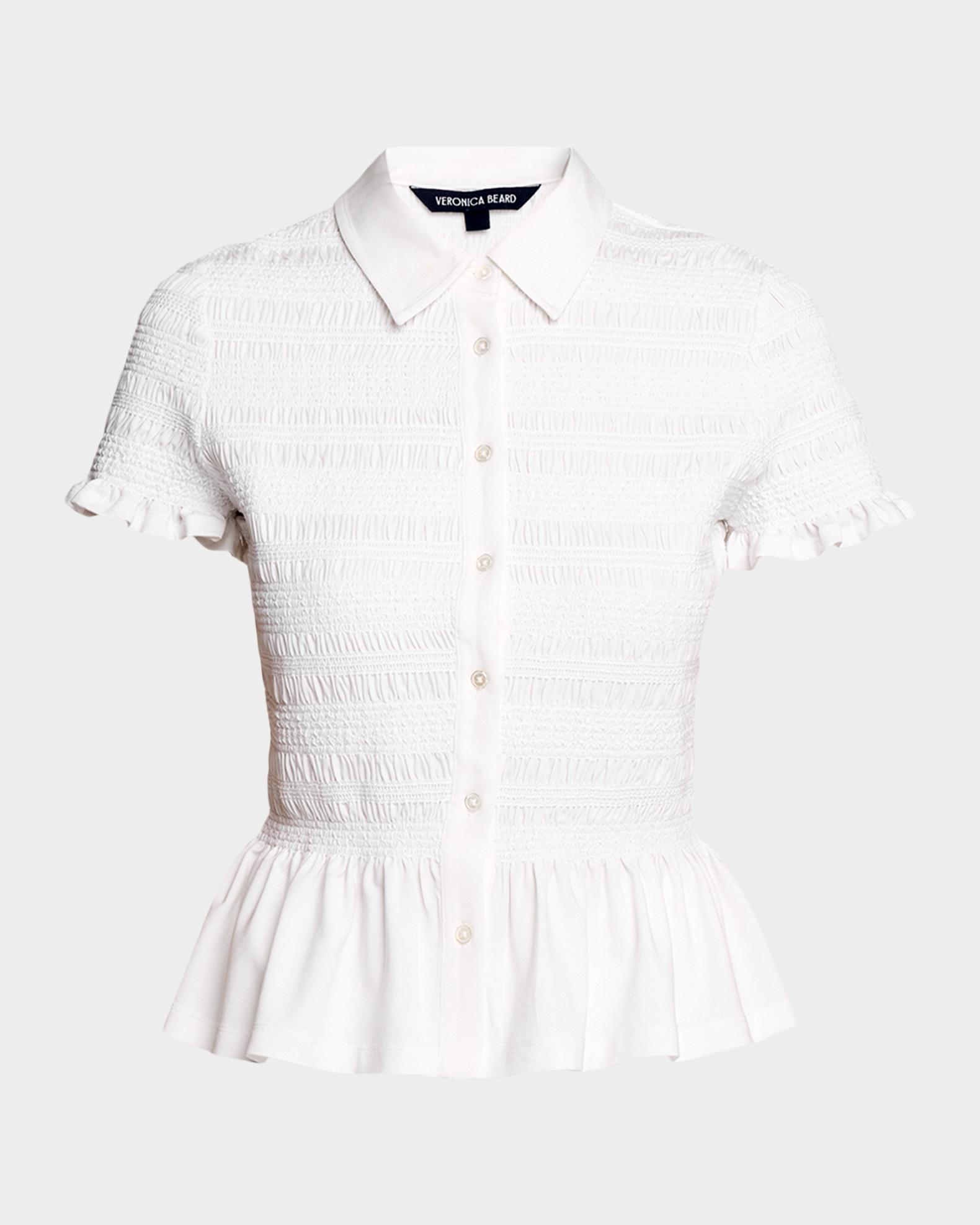 Veronica Beard Ellisandra Smocked Short-Sleeve Top | Neiman Marcus