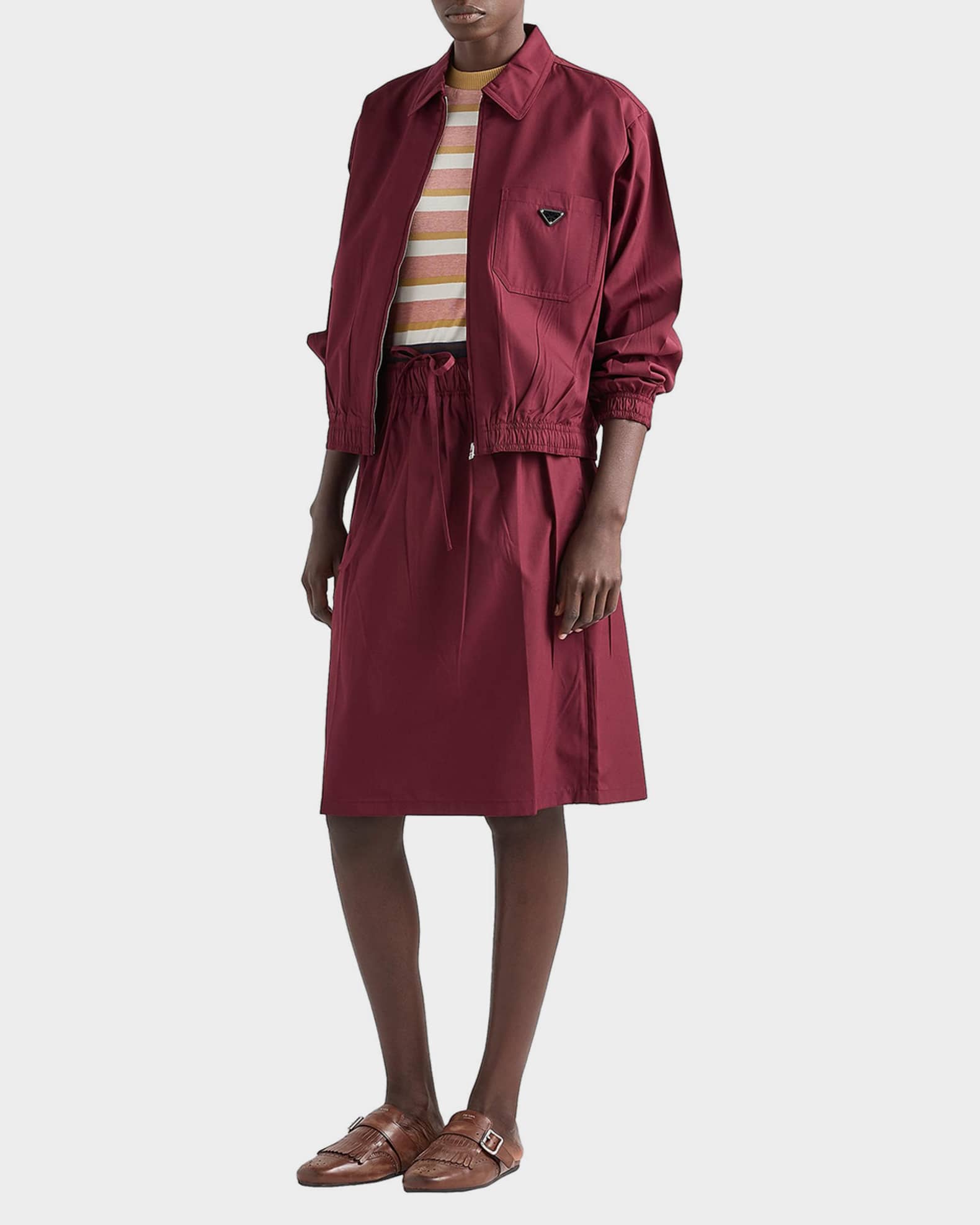 Prada Zip-Front Poplin Jacket | Neiman Marcus