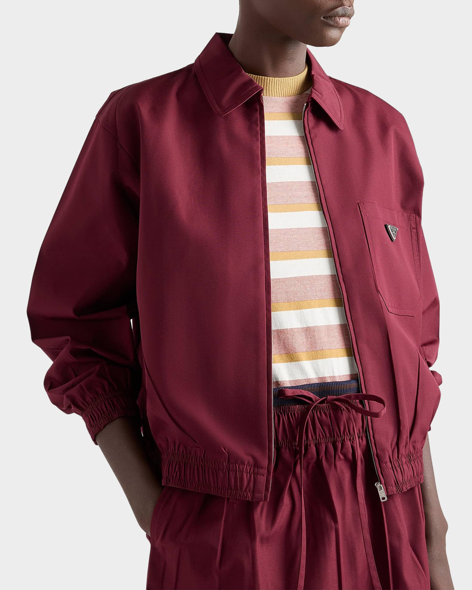 Prada Zip-Front Poplin Jacket | Neiman Marcus