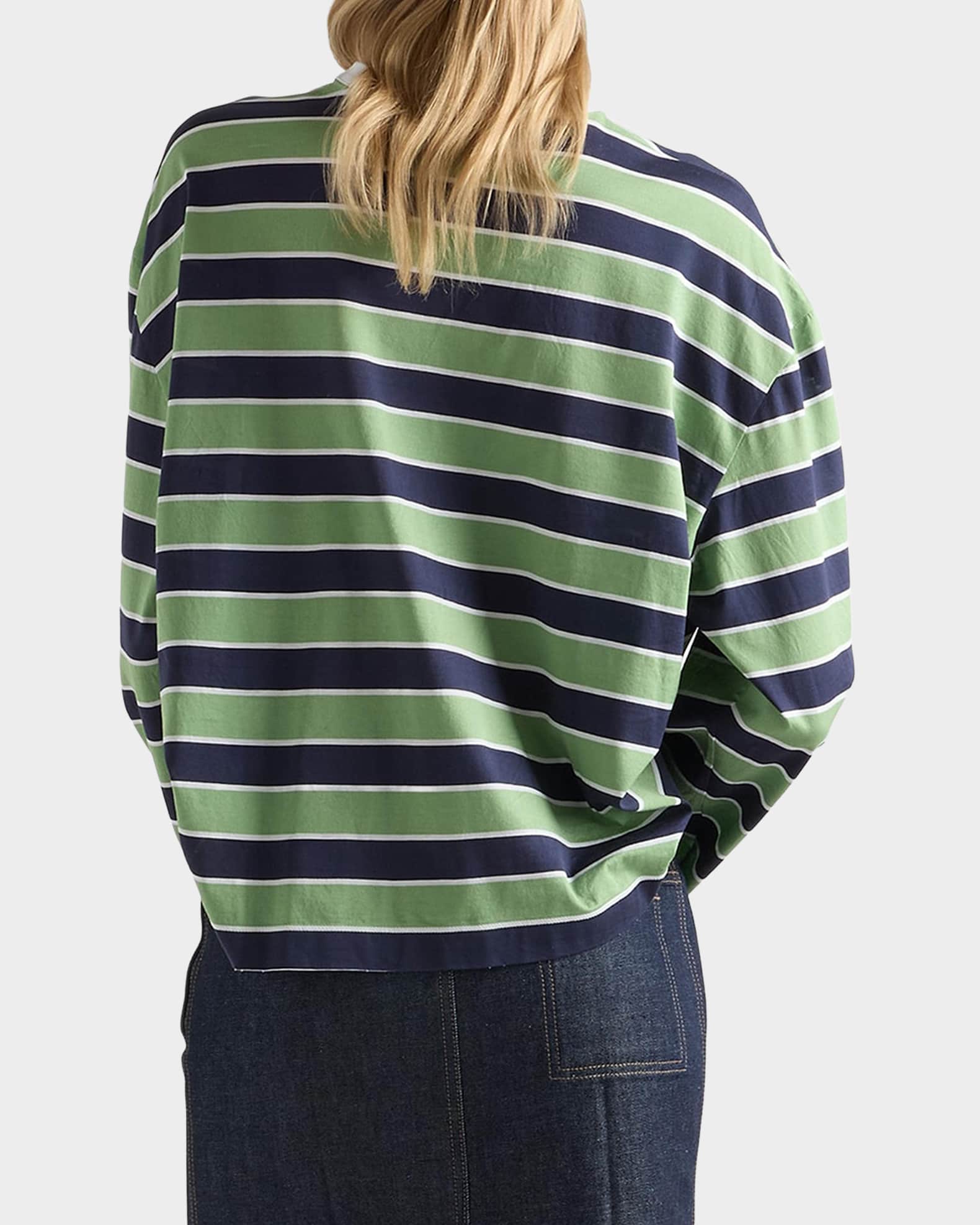 Prada Long-Sleeve Striped Cotton T-Shirt | Neiman Marcus