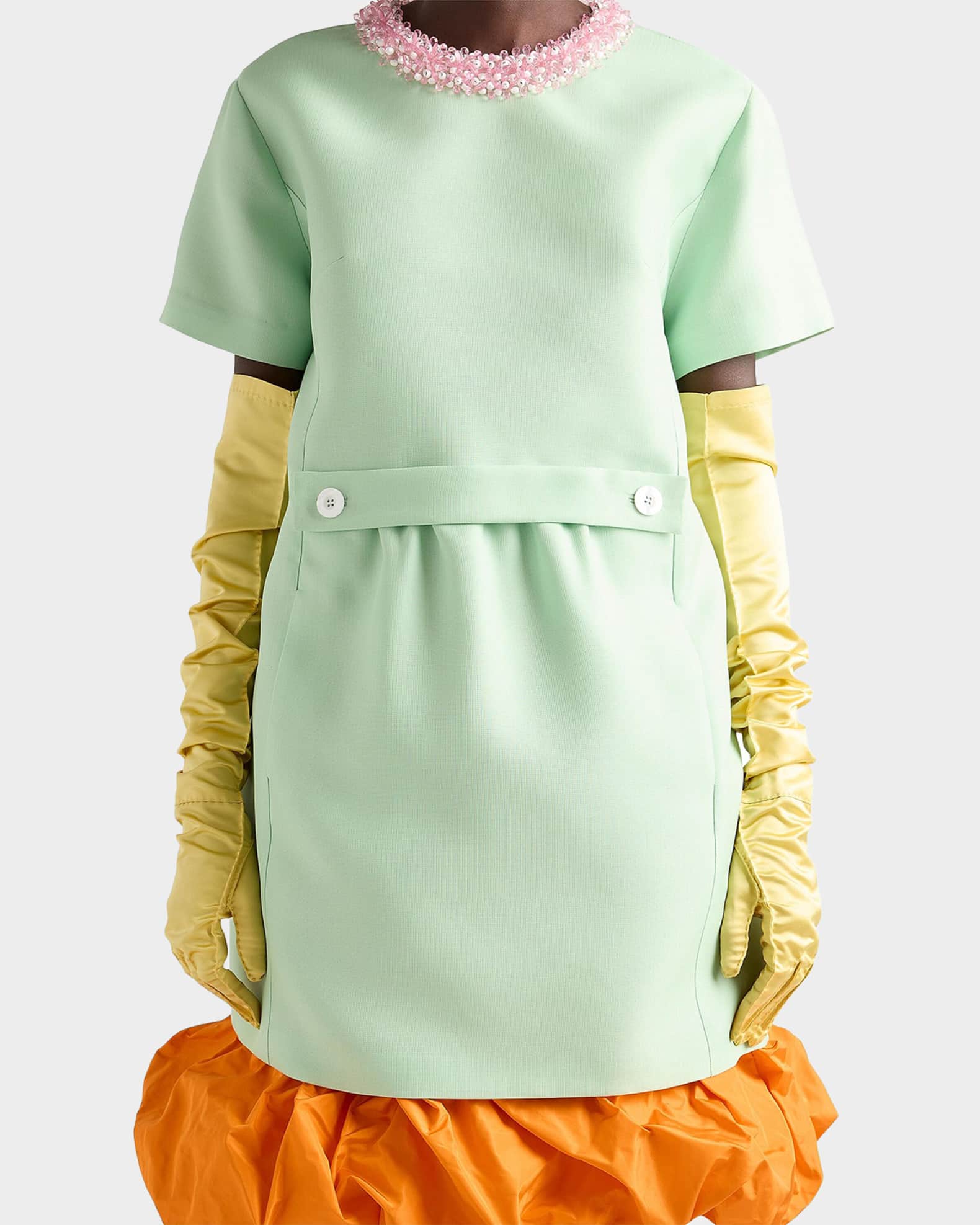 prada silk mini dress Embellished wool and silk minidress in pink - Prada