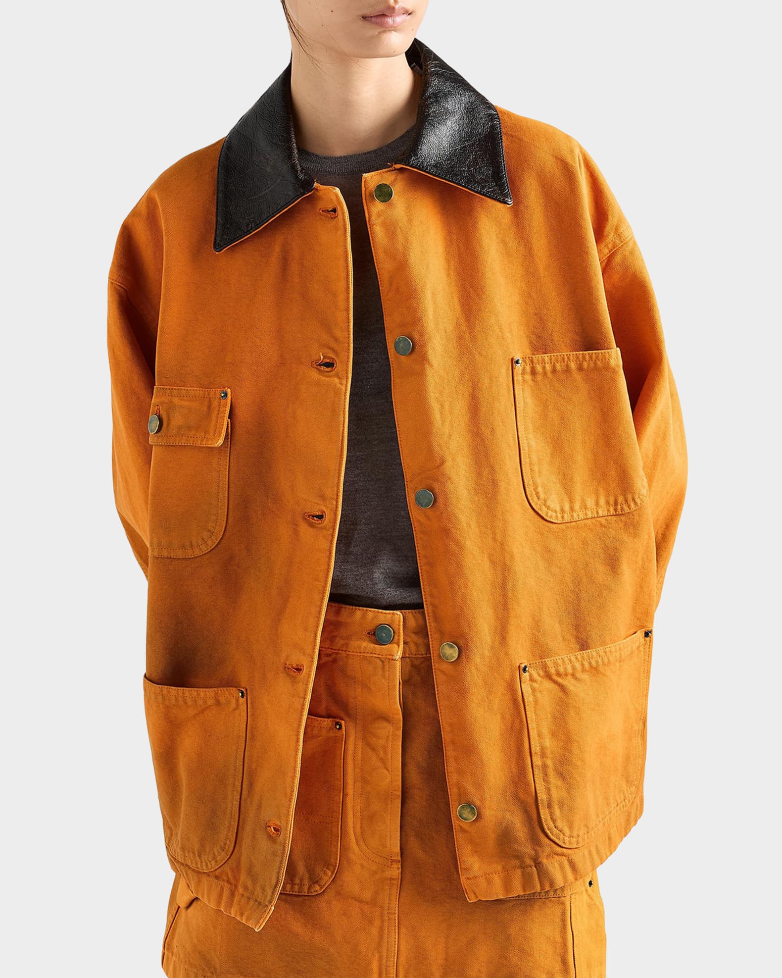 Prada Oversized Canvas Barn Jacket | Neiman Marcus