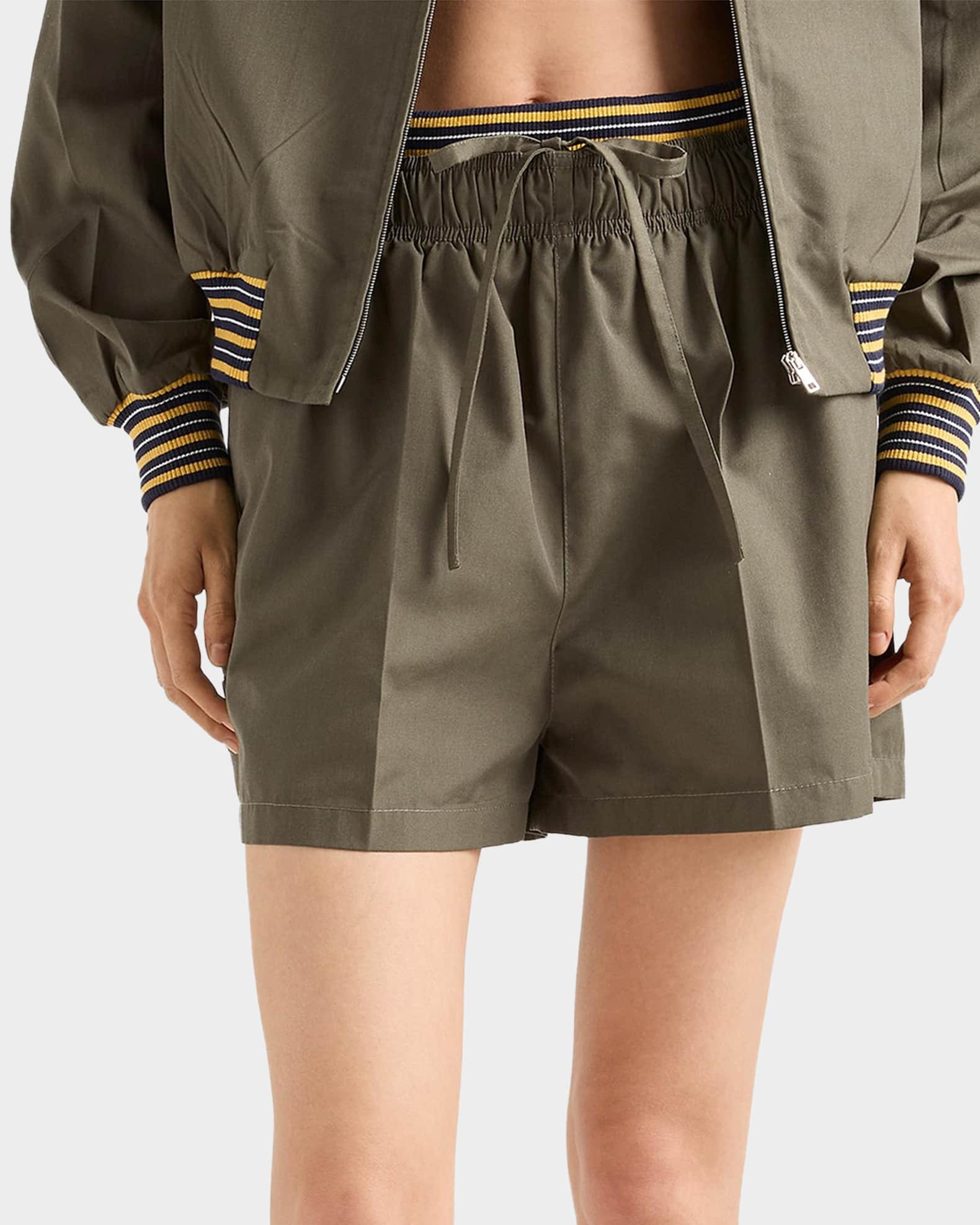 Prada Layered Poplin Pull-On Shorts | Neiman Marcus